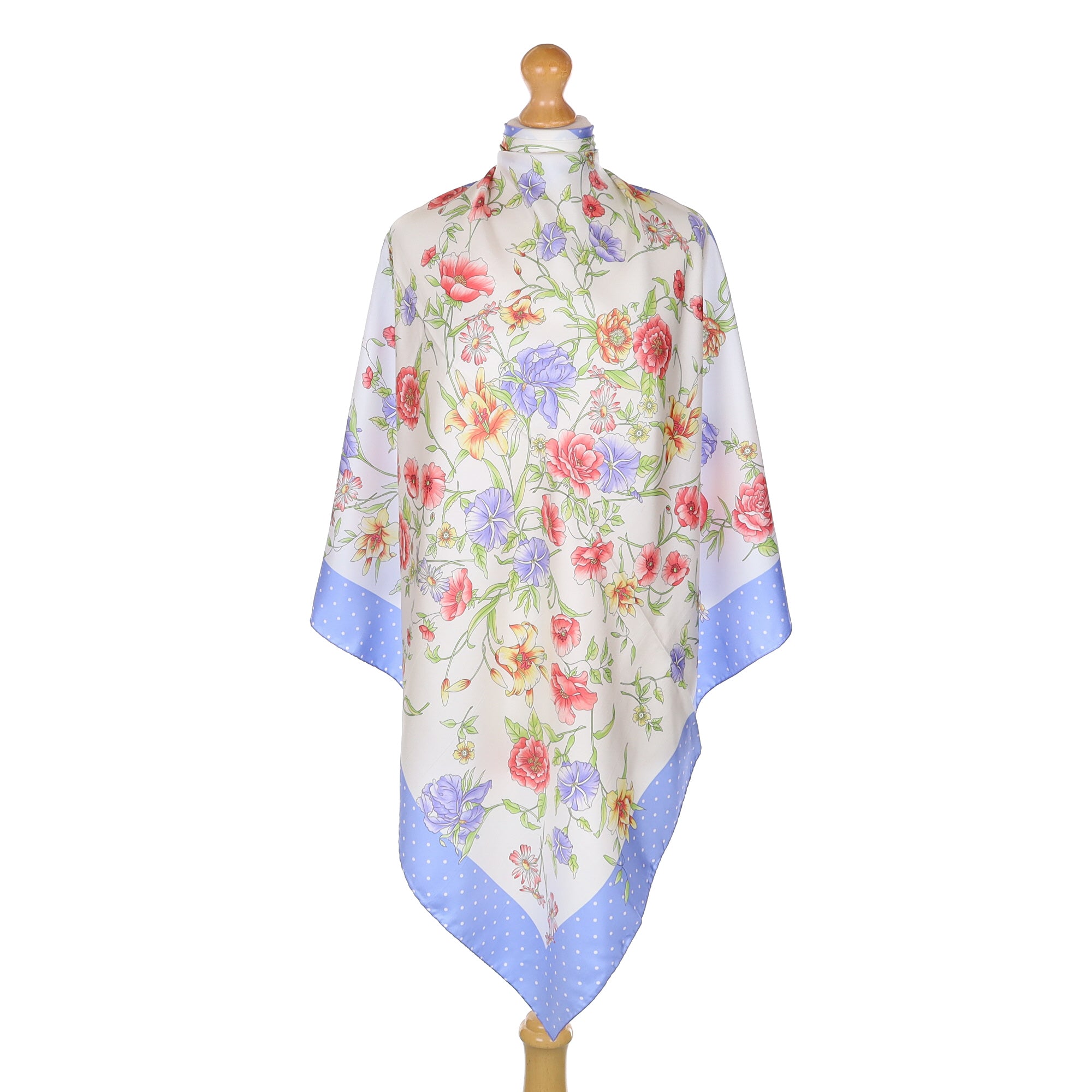 Polka Dot Floral Silk Scarf