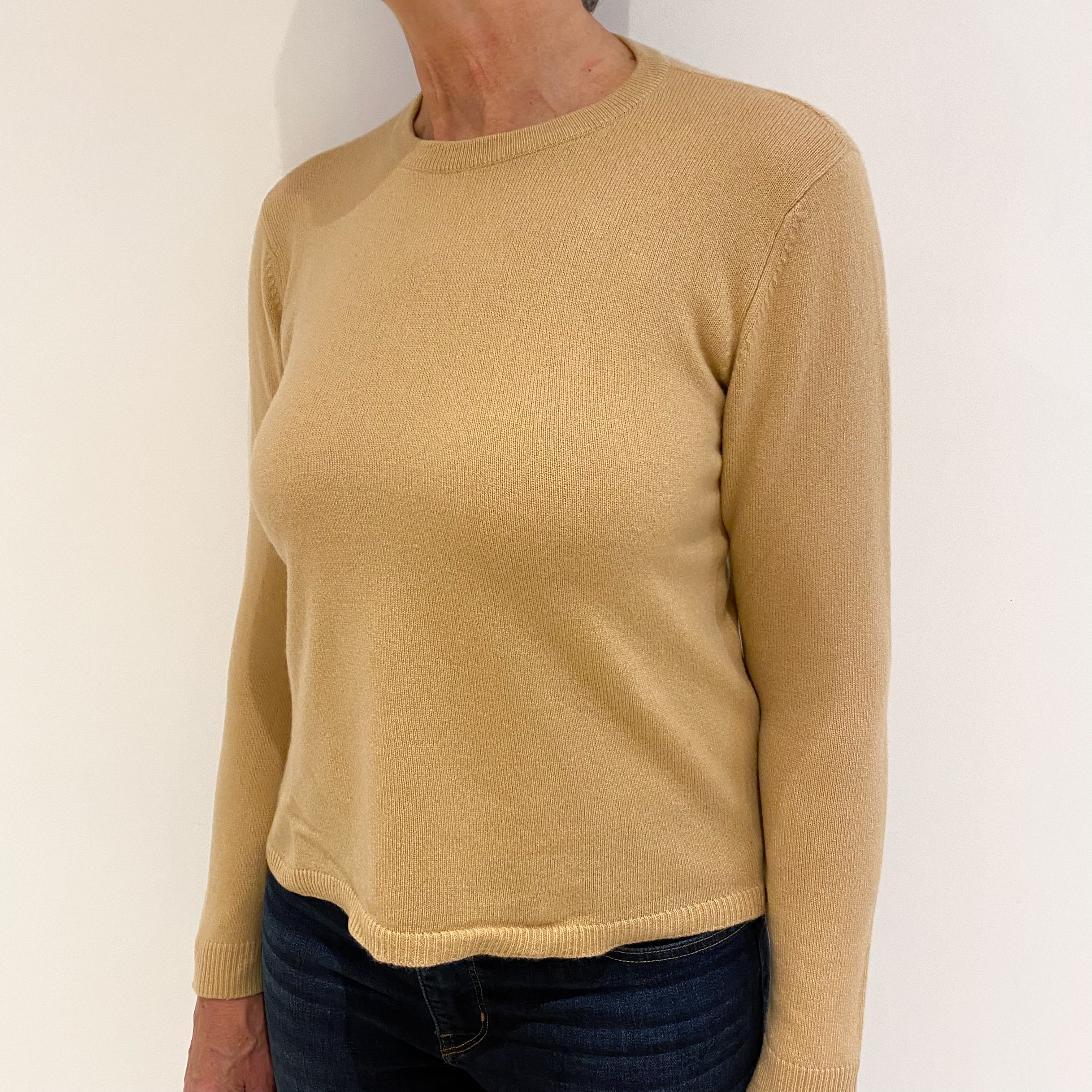 Caramel Brown Cashmere Crew Neck Jumper Medium