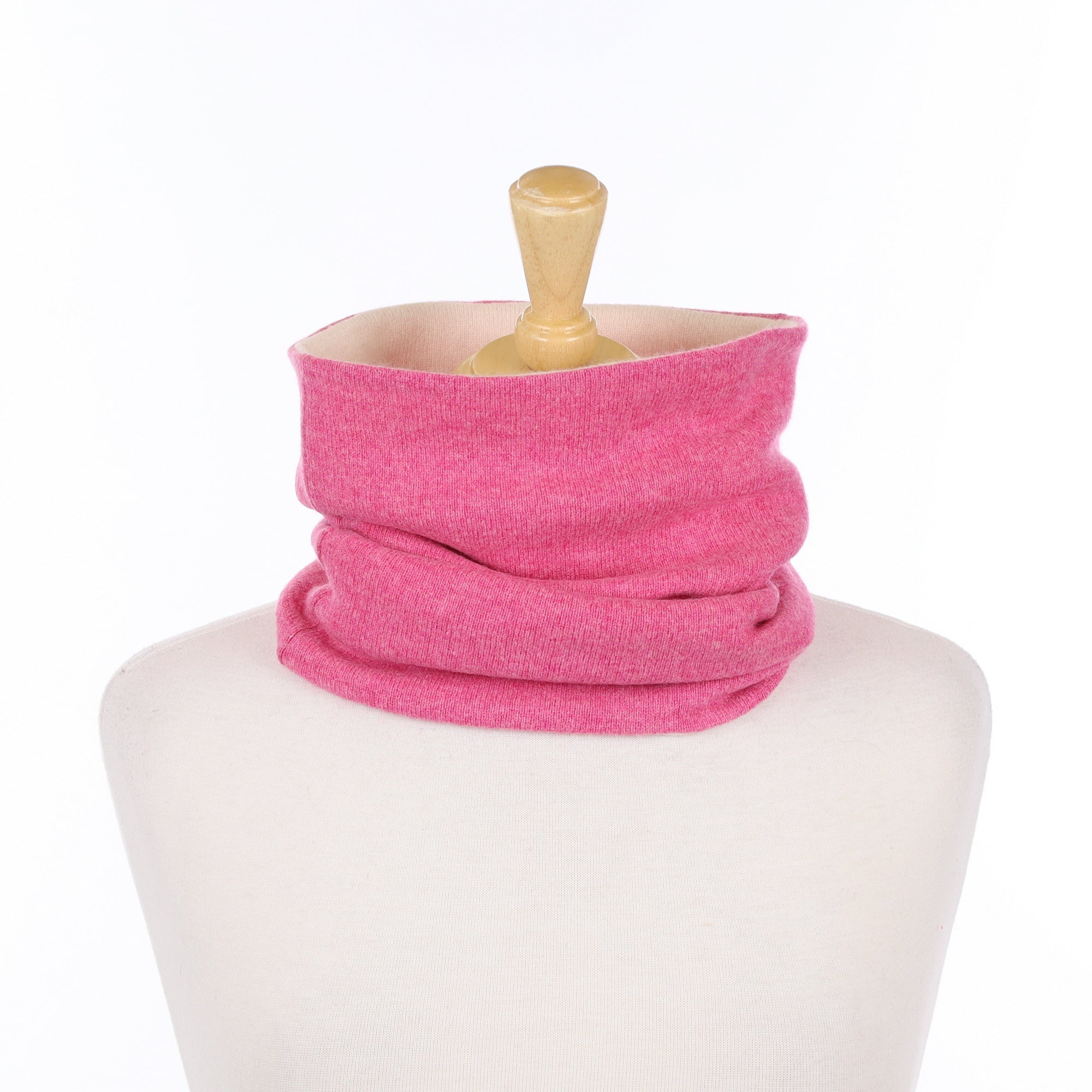 Loganberry Pink and Ivory Luxury Double Layered Snood