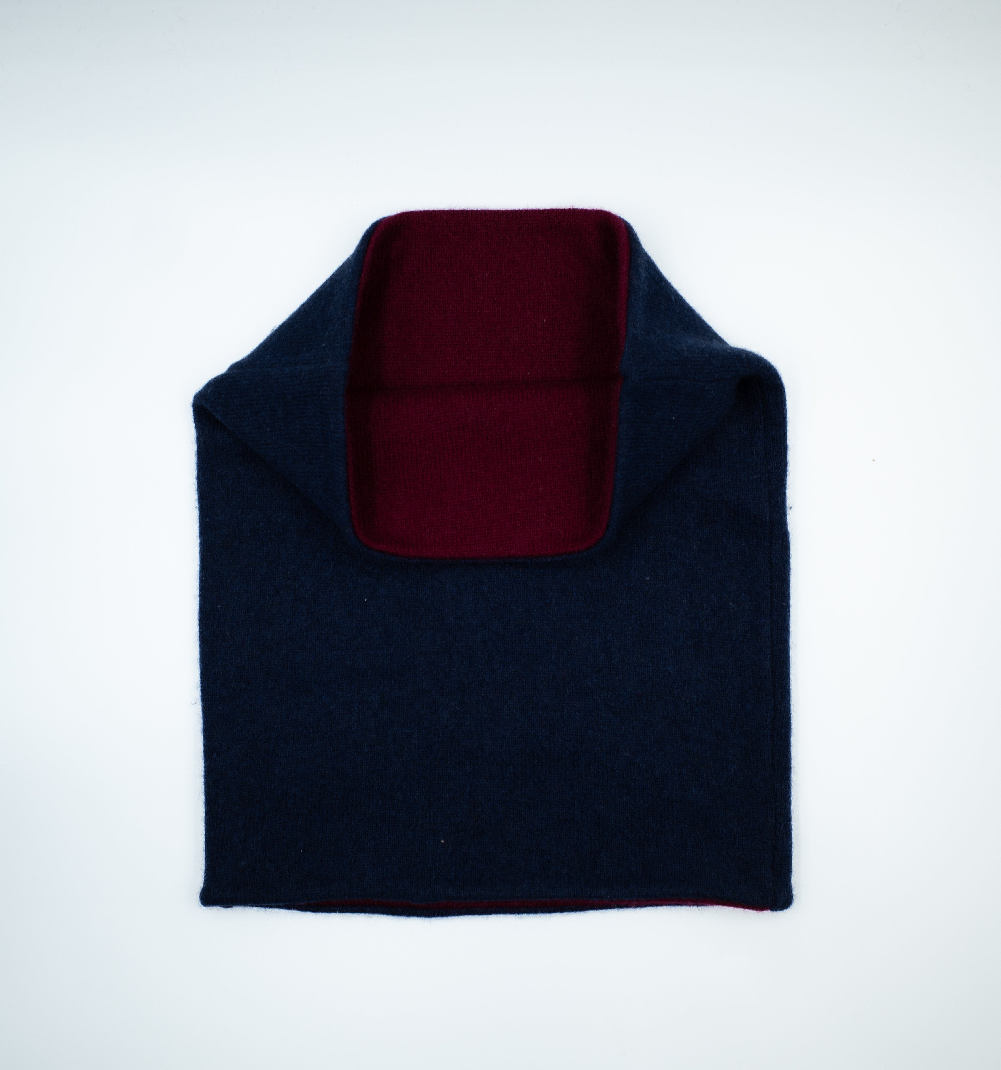 French Navy and Wine Red Double Layered Snood