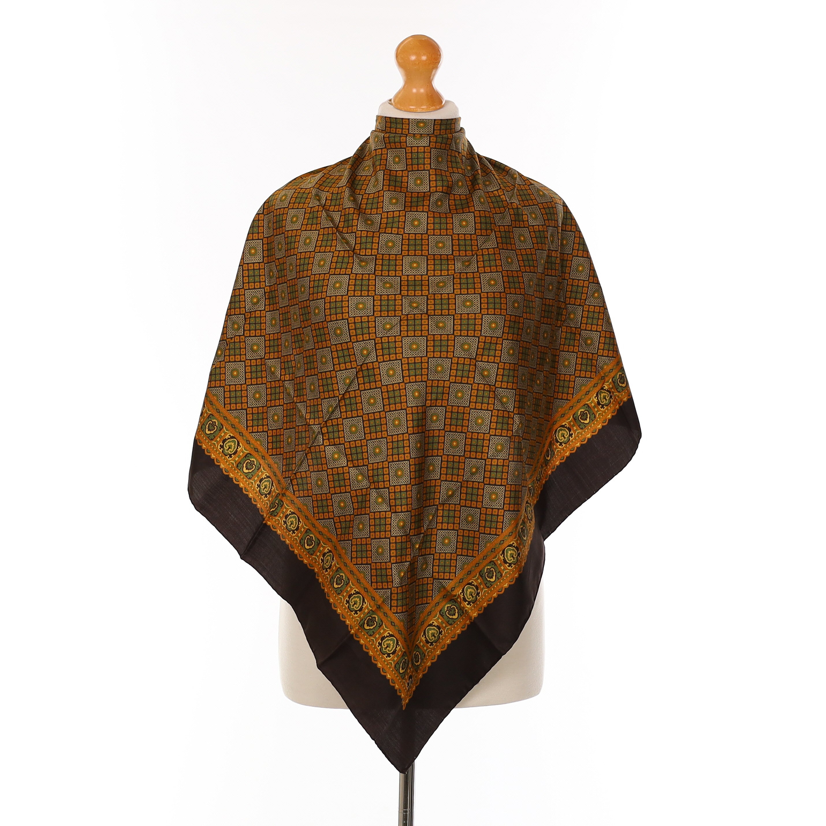 Black Geometric Silk Scarf