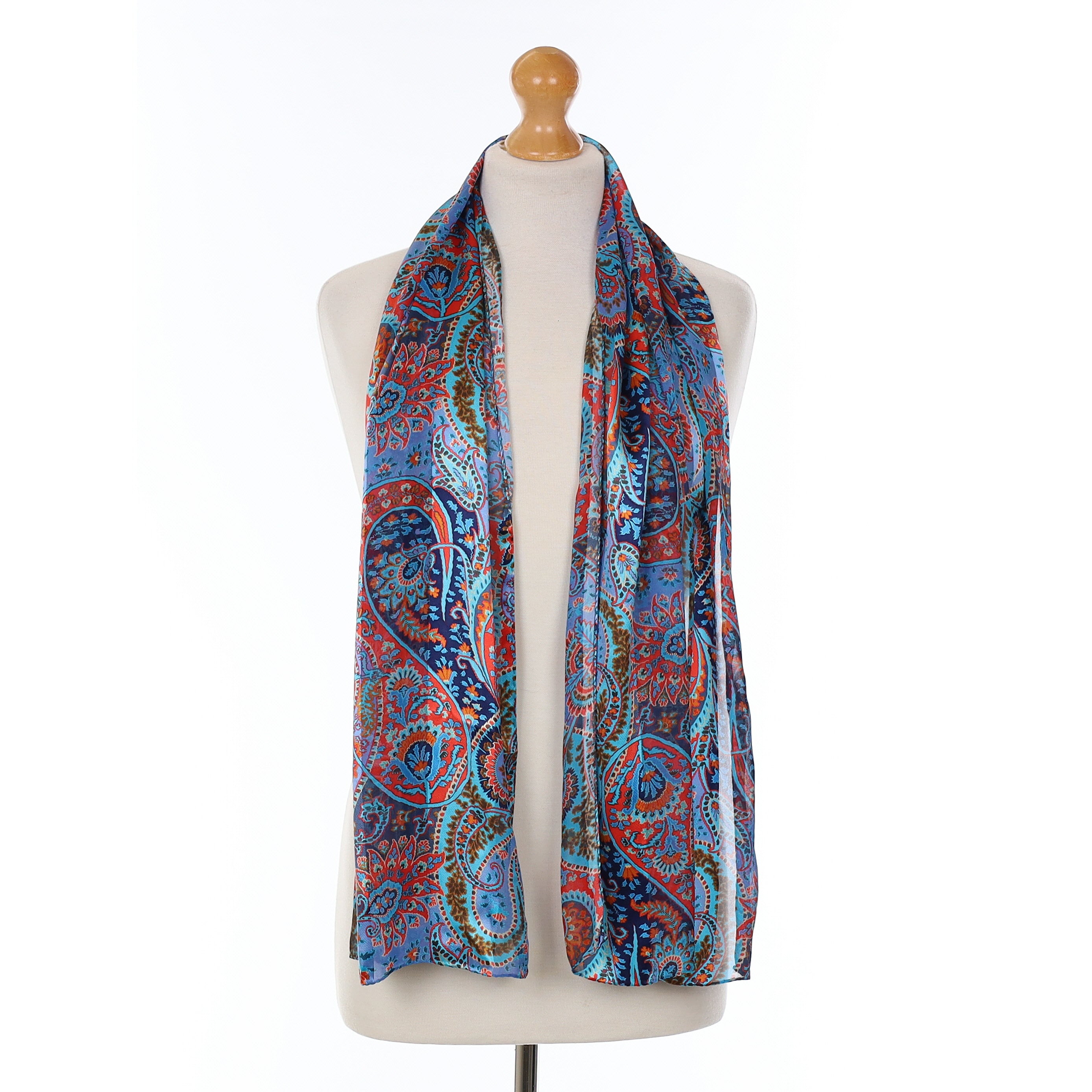 Jaeger Blue Paisley Silk Scarf