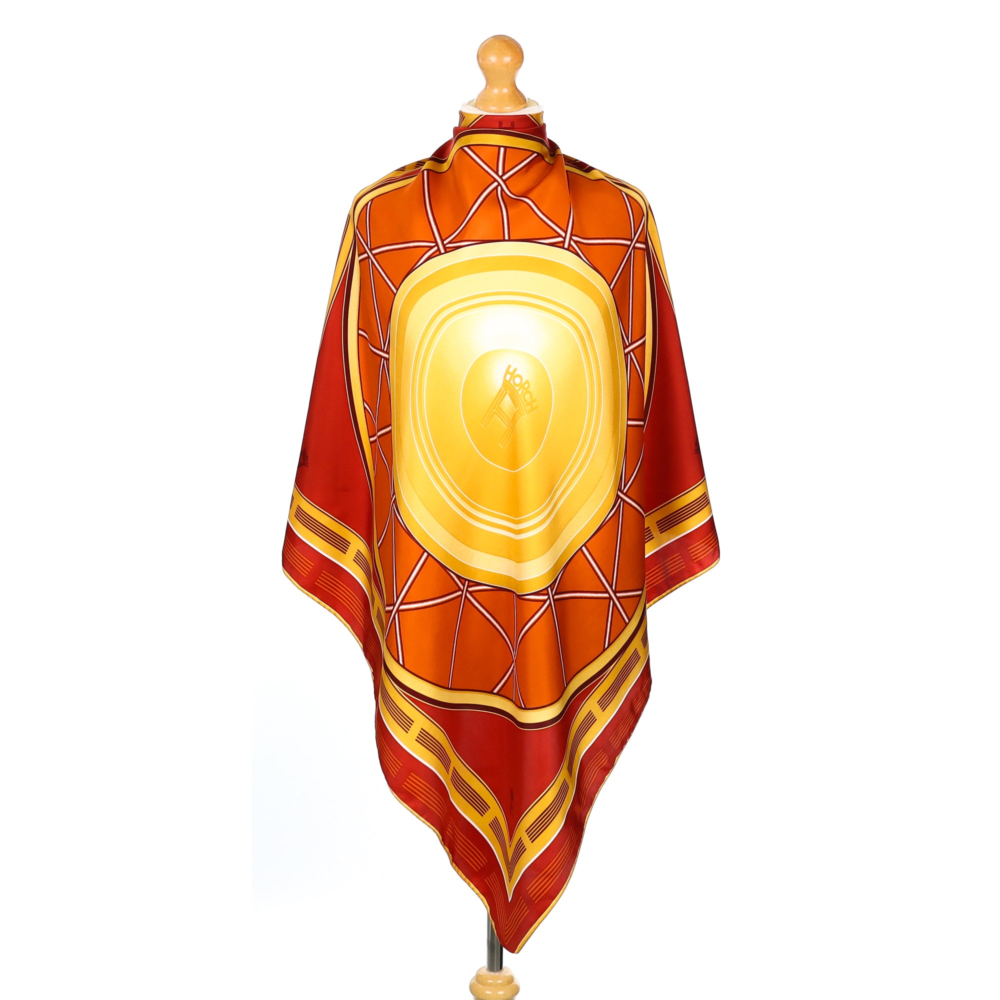 Horch Red and Yellow Vintage Silk Scarf