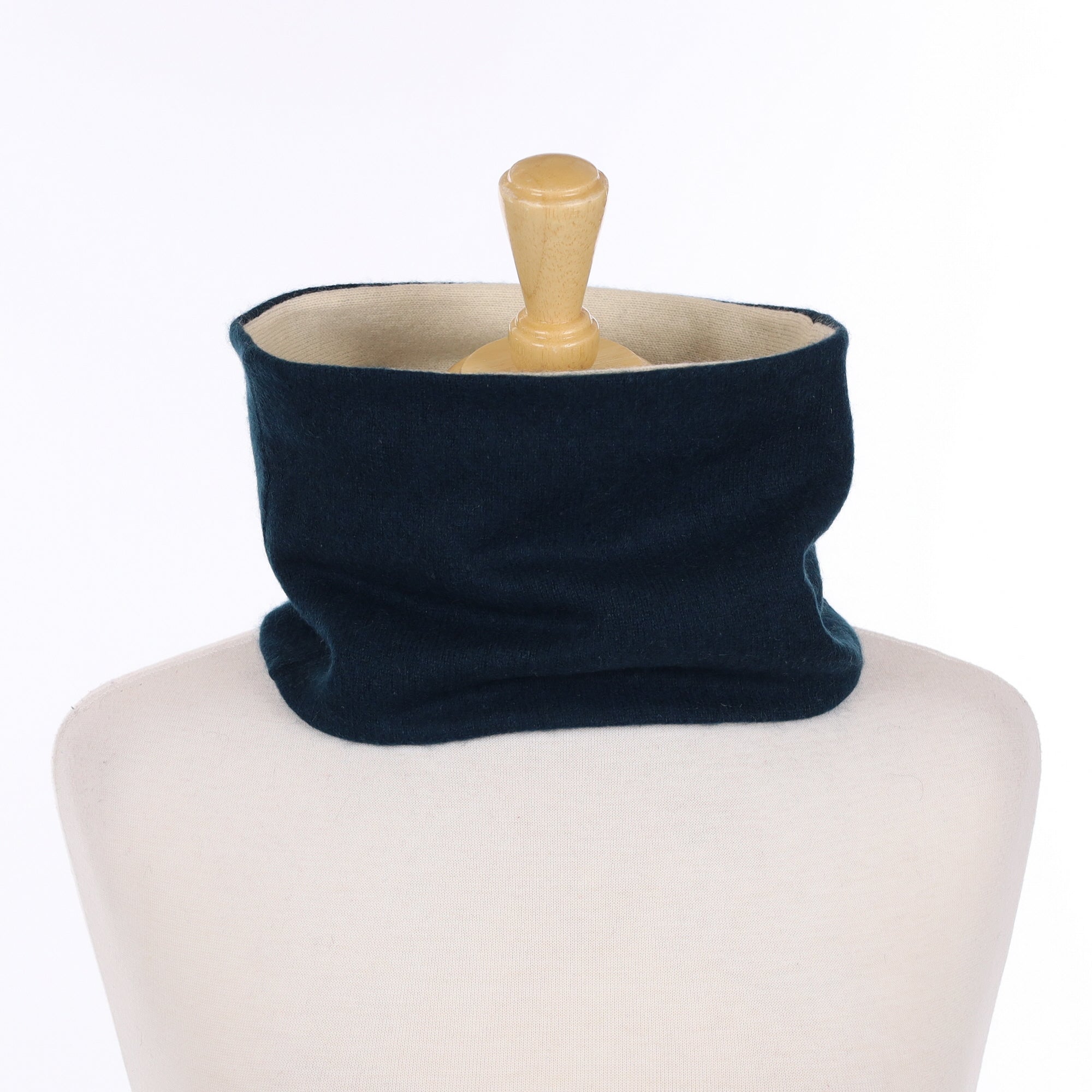 Deep Teal Green and Warm White Neck Warmer