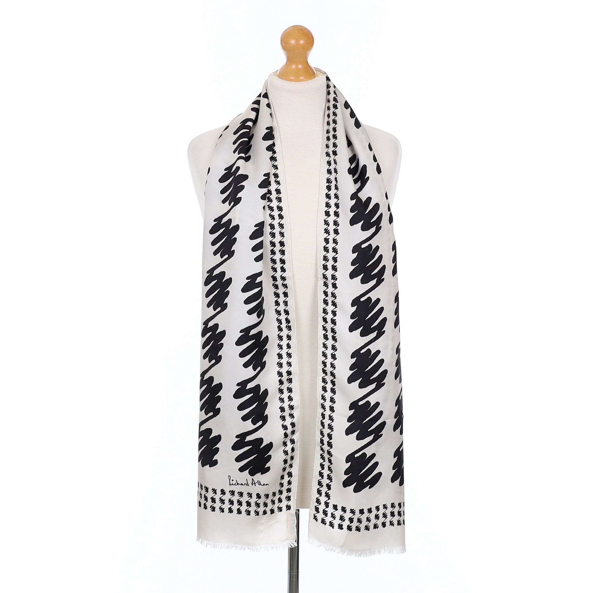 1980’s Richard Allan Monochrome Vintage Silk Scarf