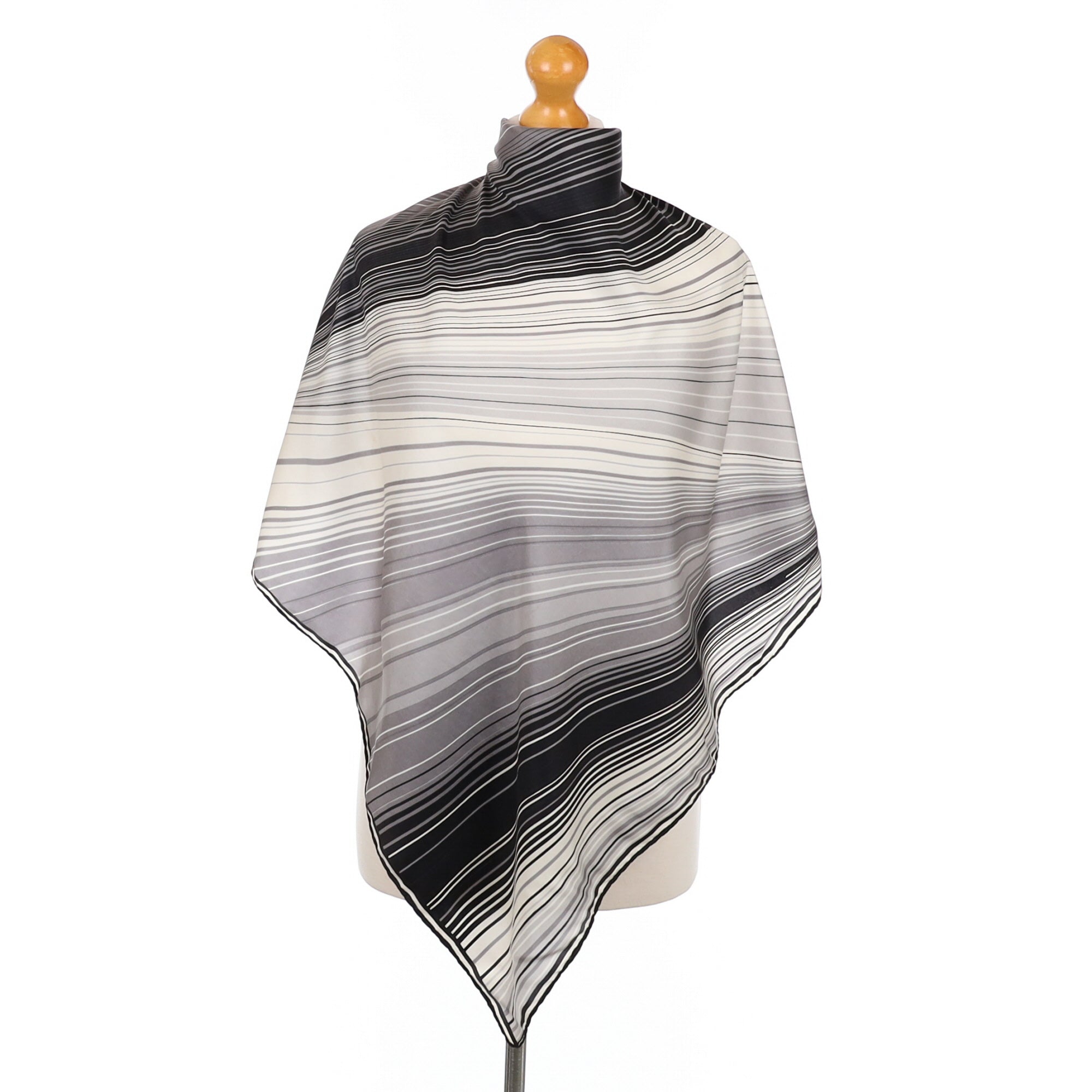 Italian Grey Striped Silk Scarf