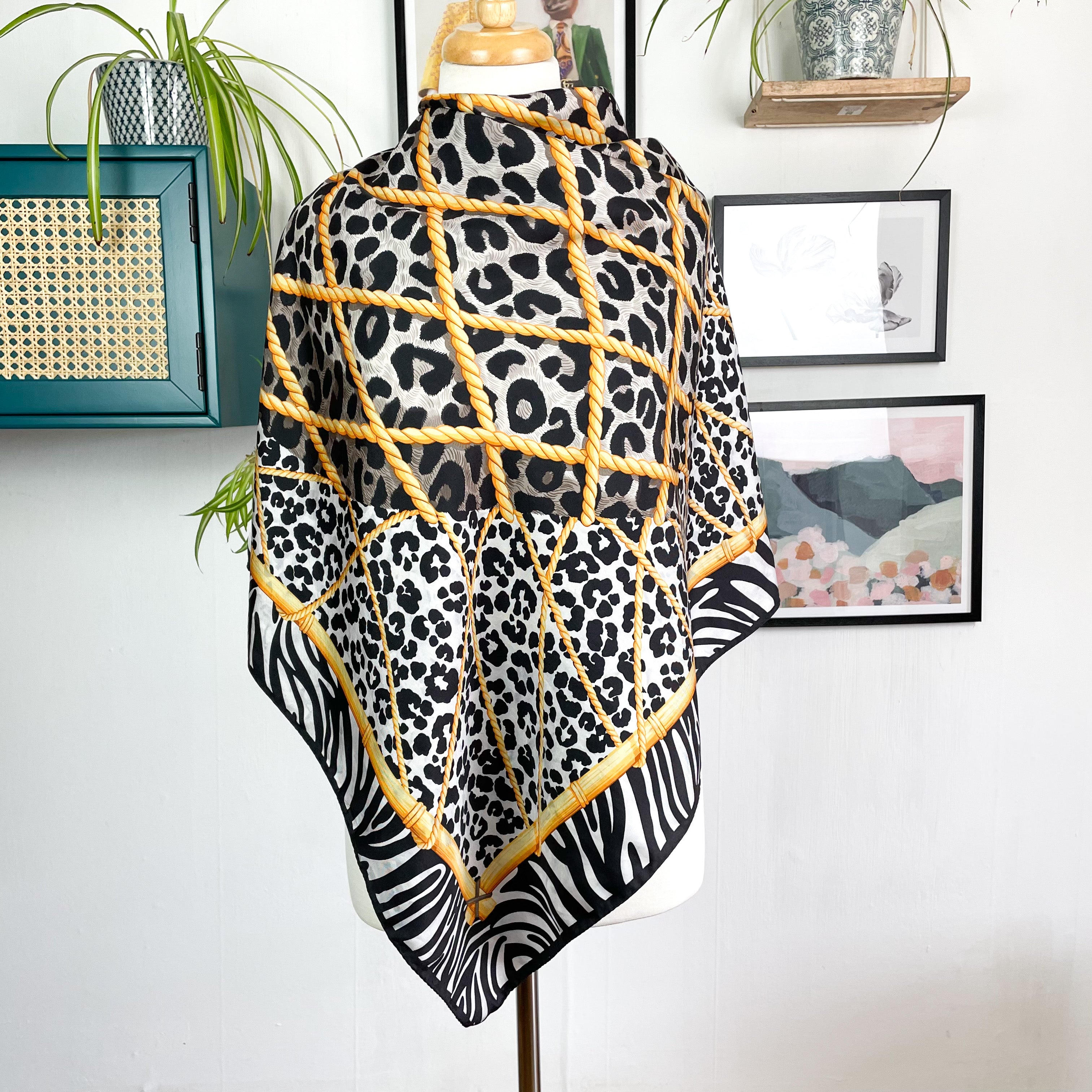 Mantero Italian Animal Print Vintage Silk Scarf