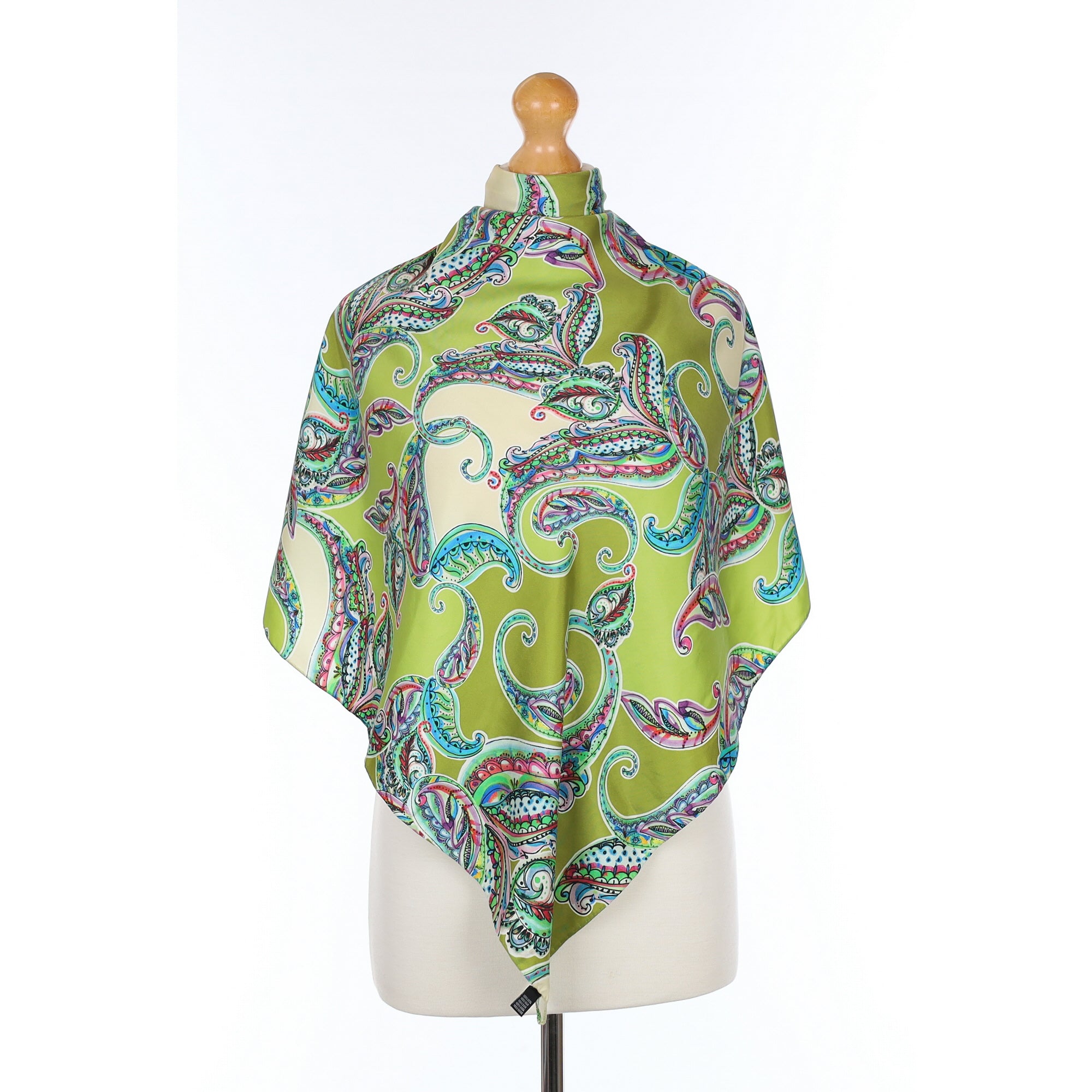 Green Paisley Silk Scarf