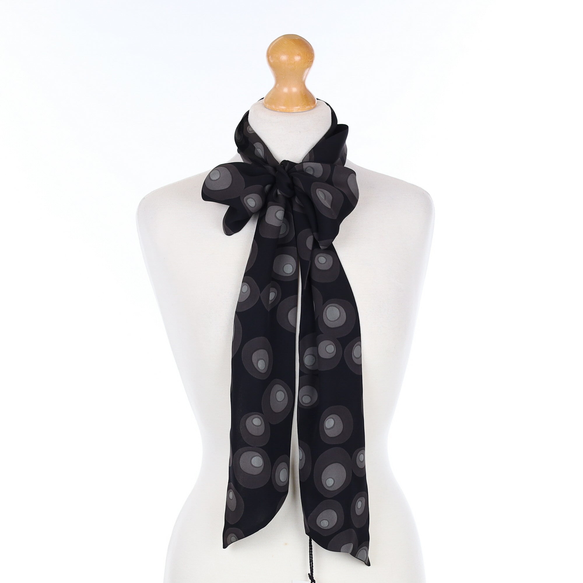 Jaeger Black Pussy Bow Silk Scarf