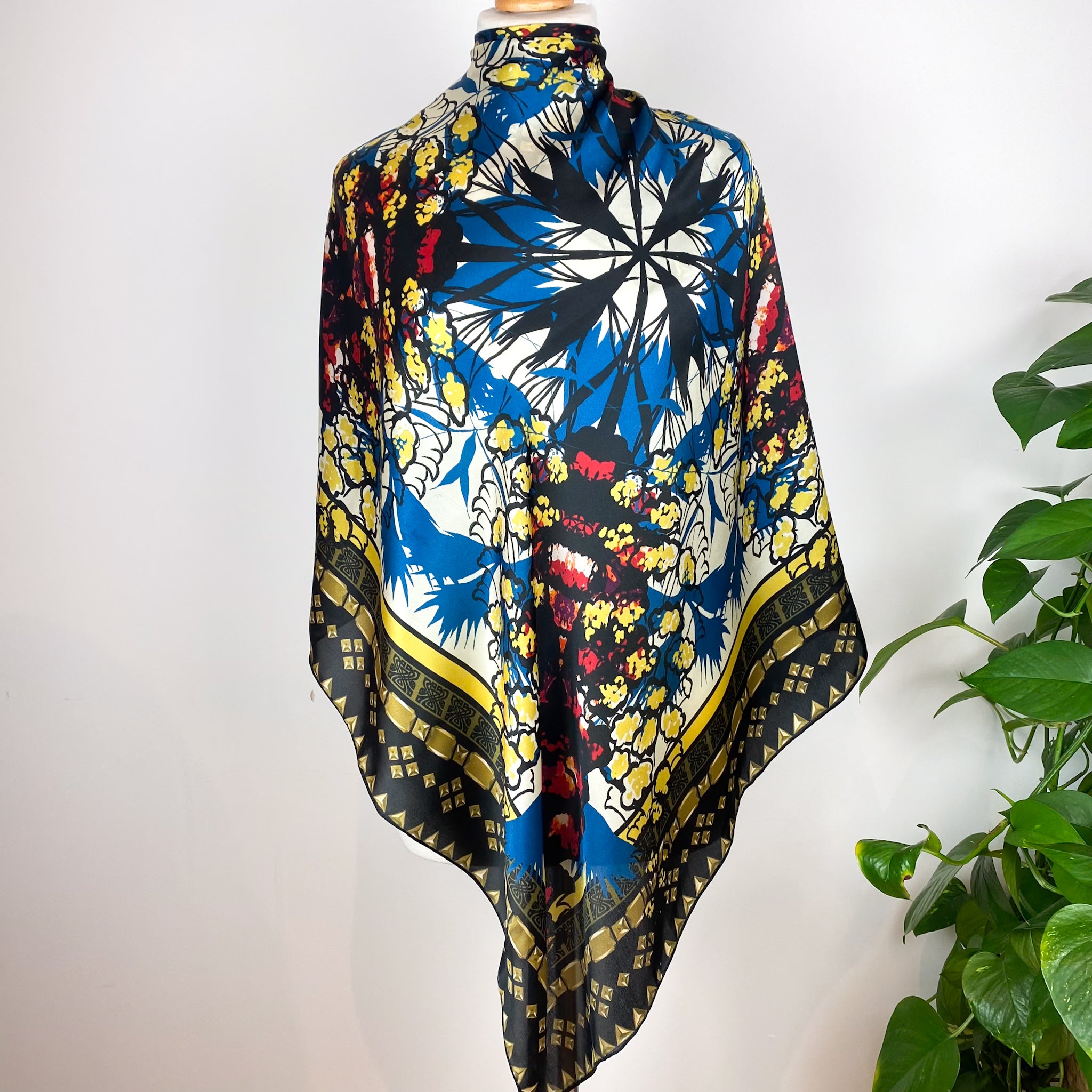 Large Biba Abstract Satin Silk Scarf