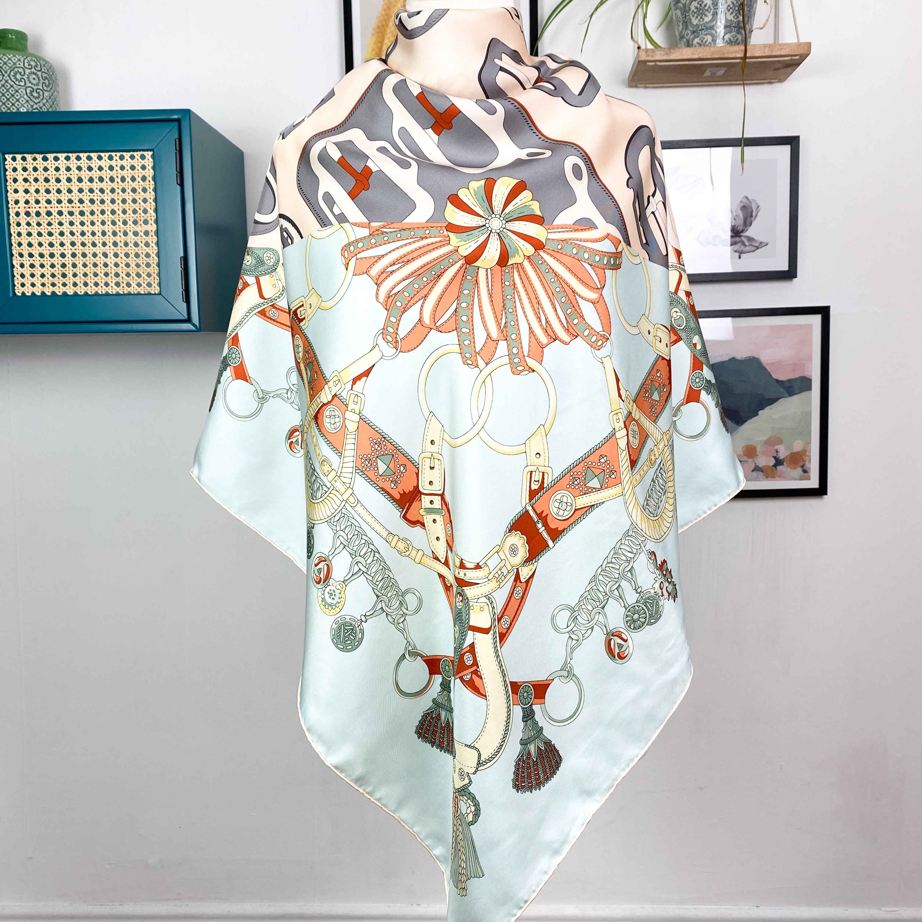 Large Modern Equestrian Silk Scarf