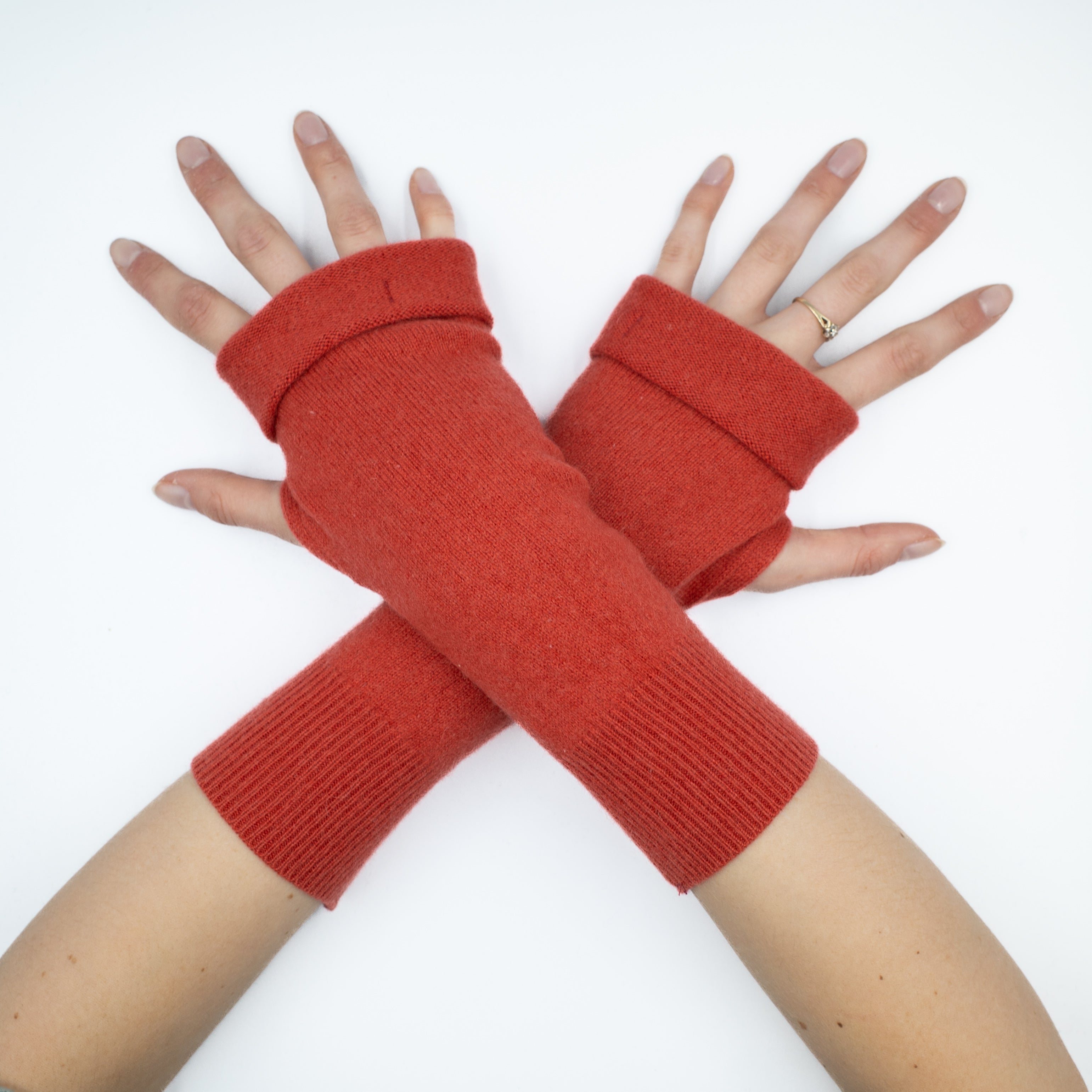 Brick Red Fingerless Gloves