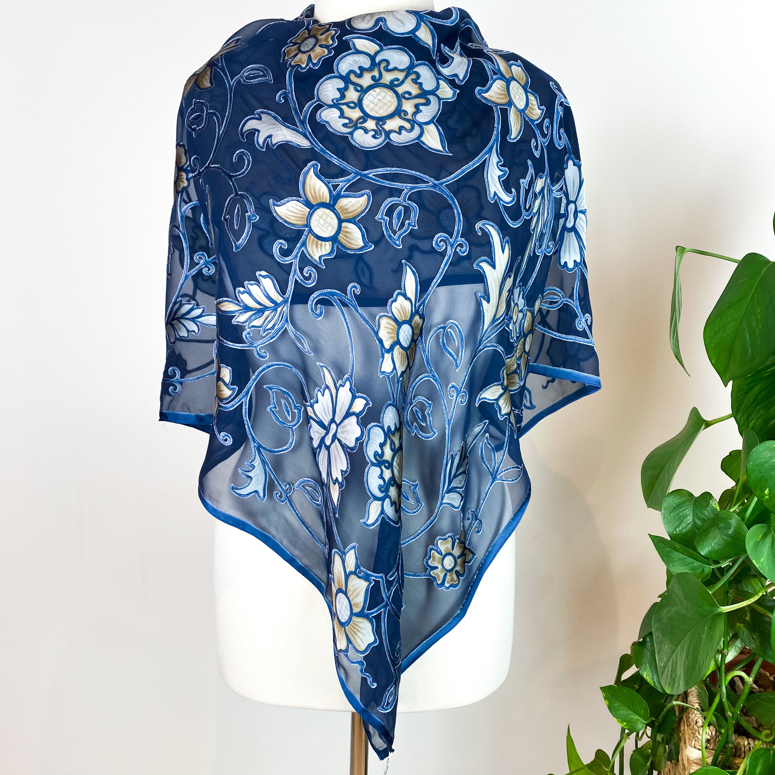 Exquisite Embroidered Floral Scarf
