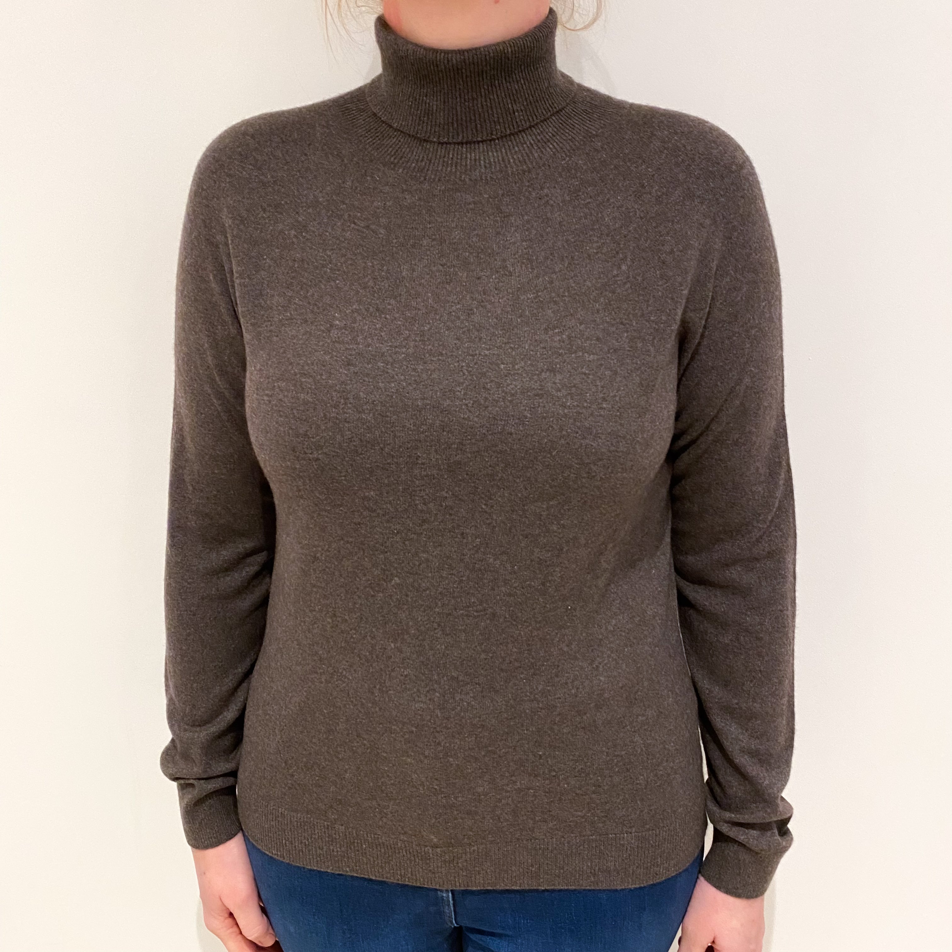 Donkey Brown Cashmere Polo Neck Jumper Large