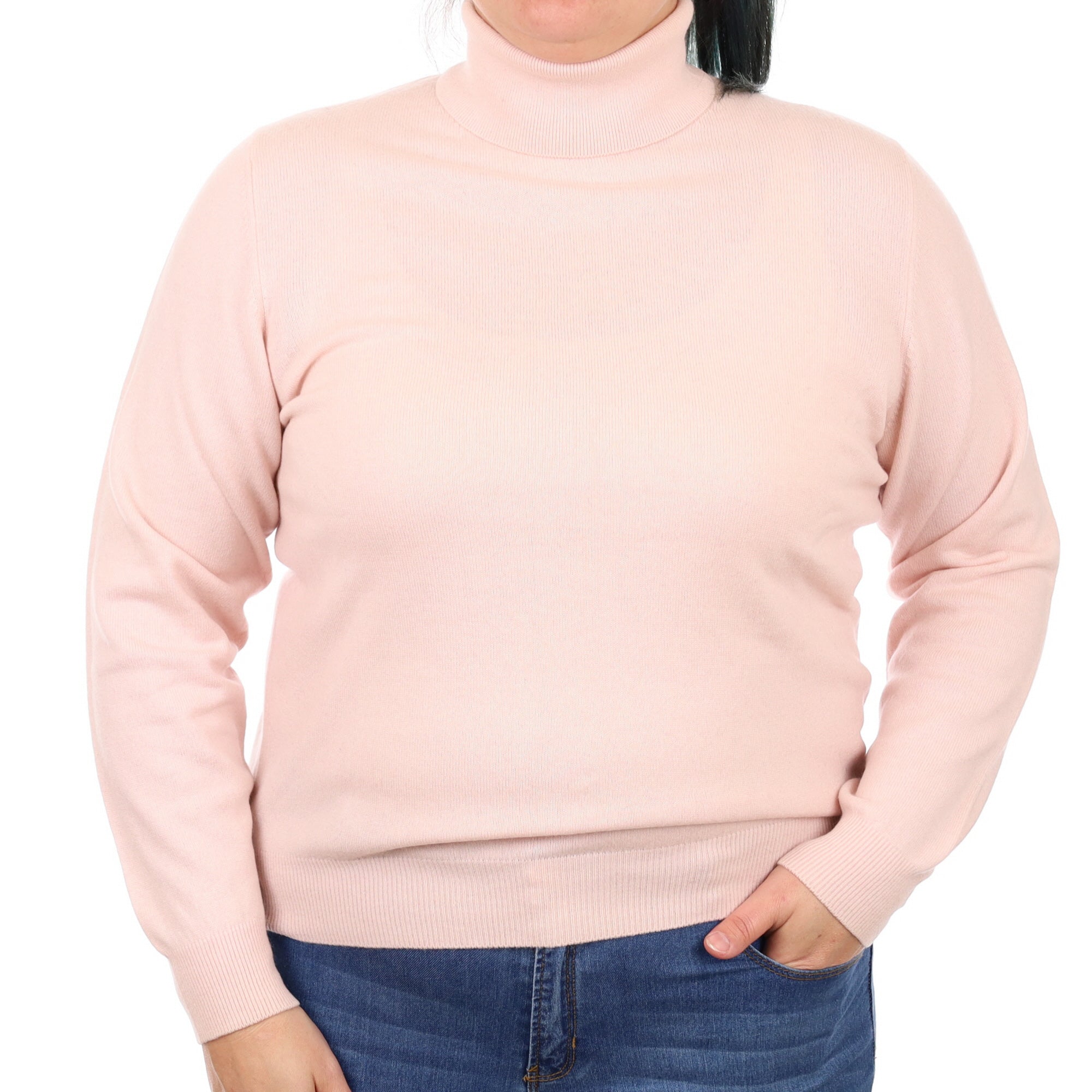Coronation Pink Cashmere Polo Neck Jumper Large