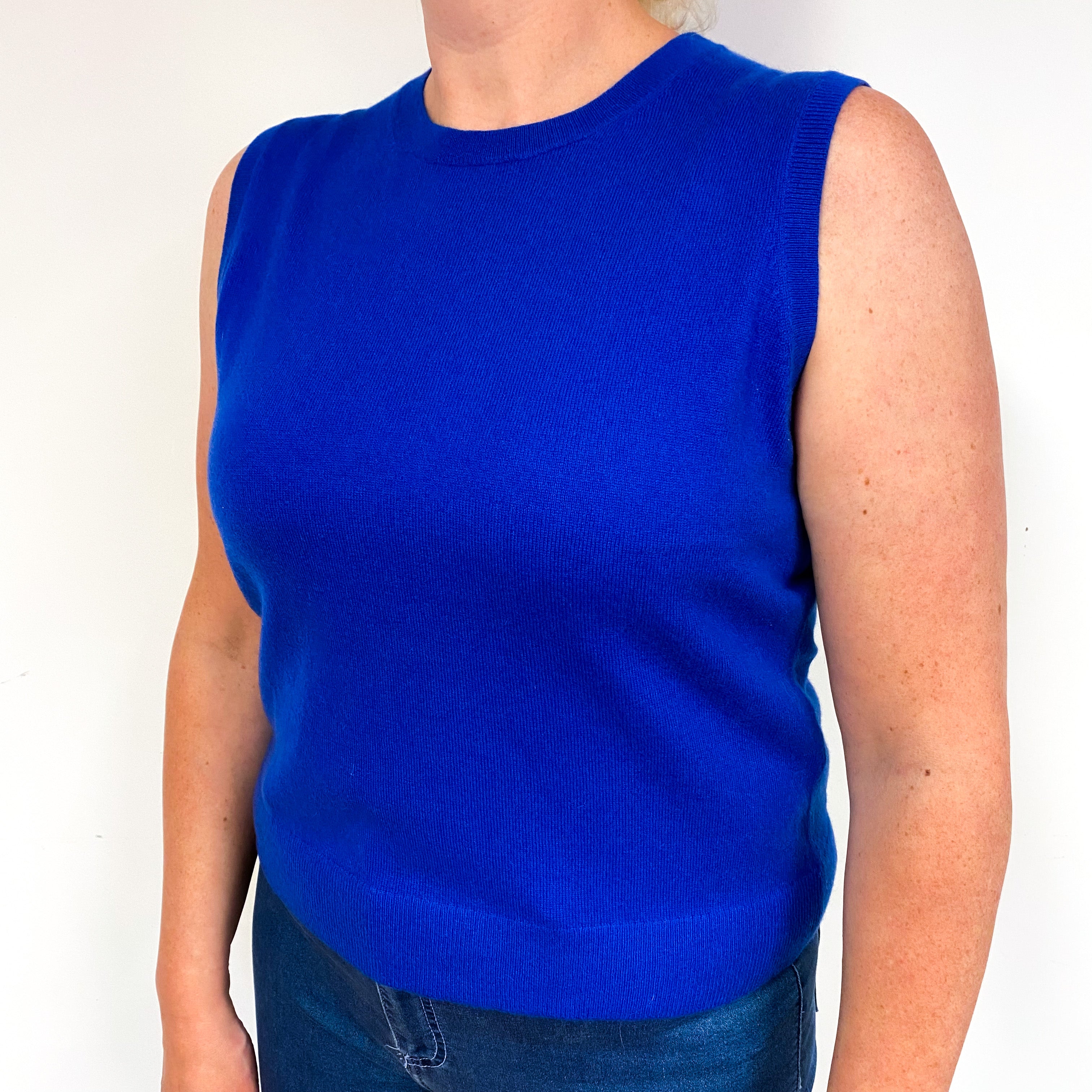 Admiral Blue Cashmere Crew Neck Tank Top Large