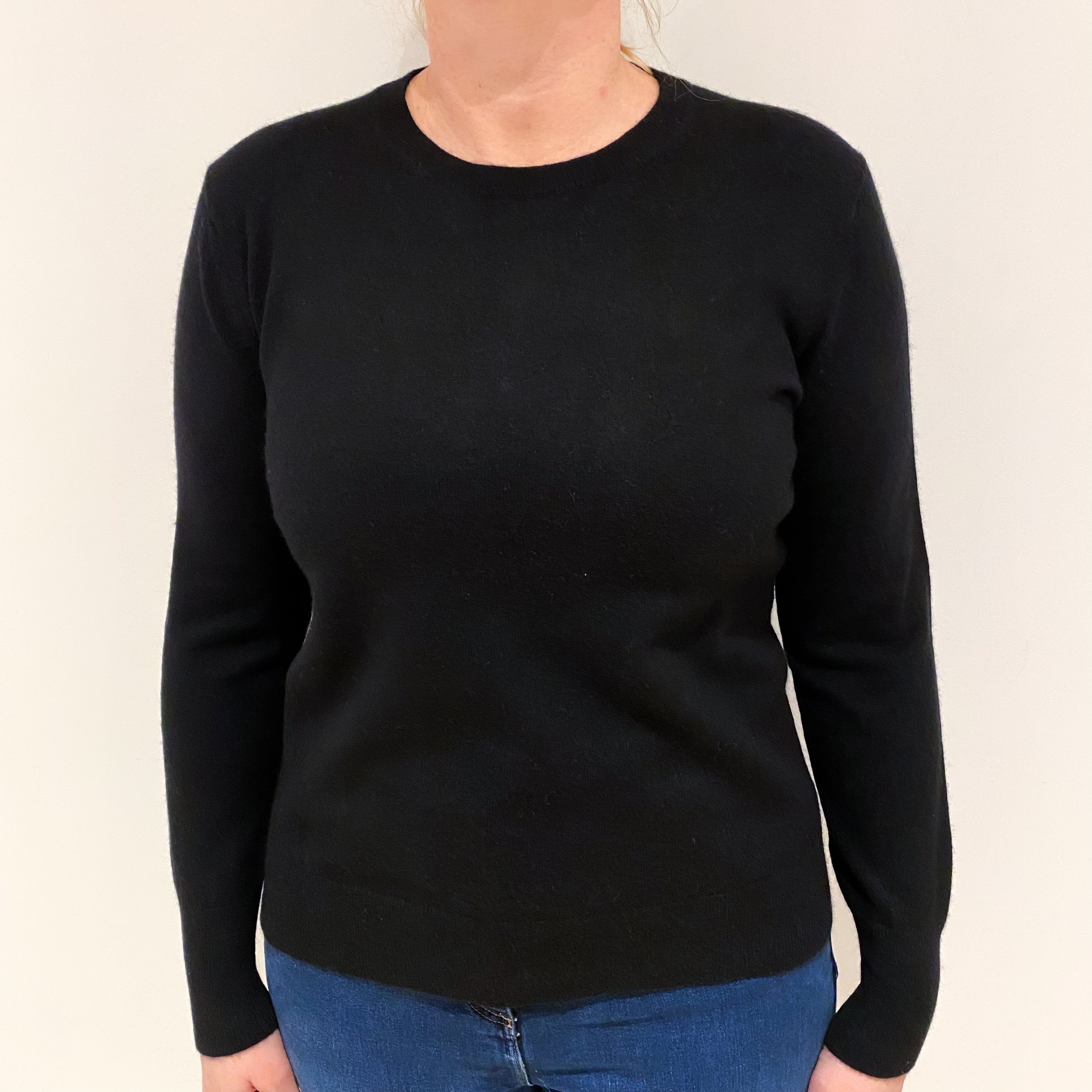 Black Cashmere Crew Neck Jumper Large