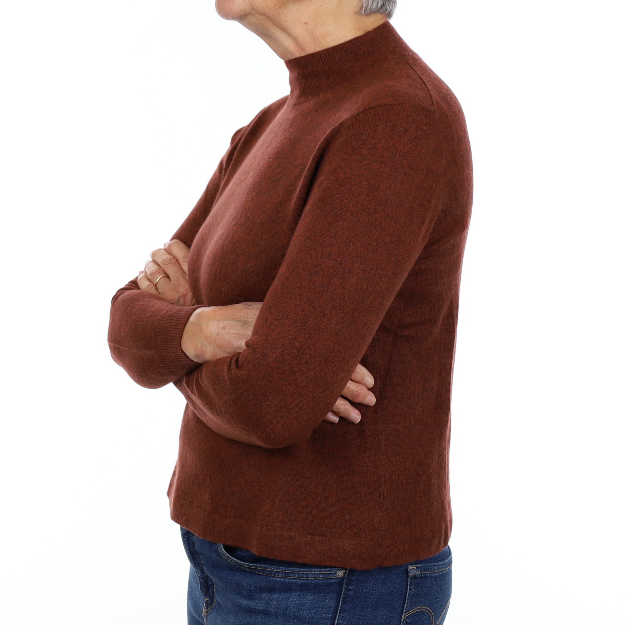 Chestnut Brown Cashmere Turtle Neck Jumper Medium