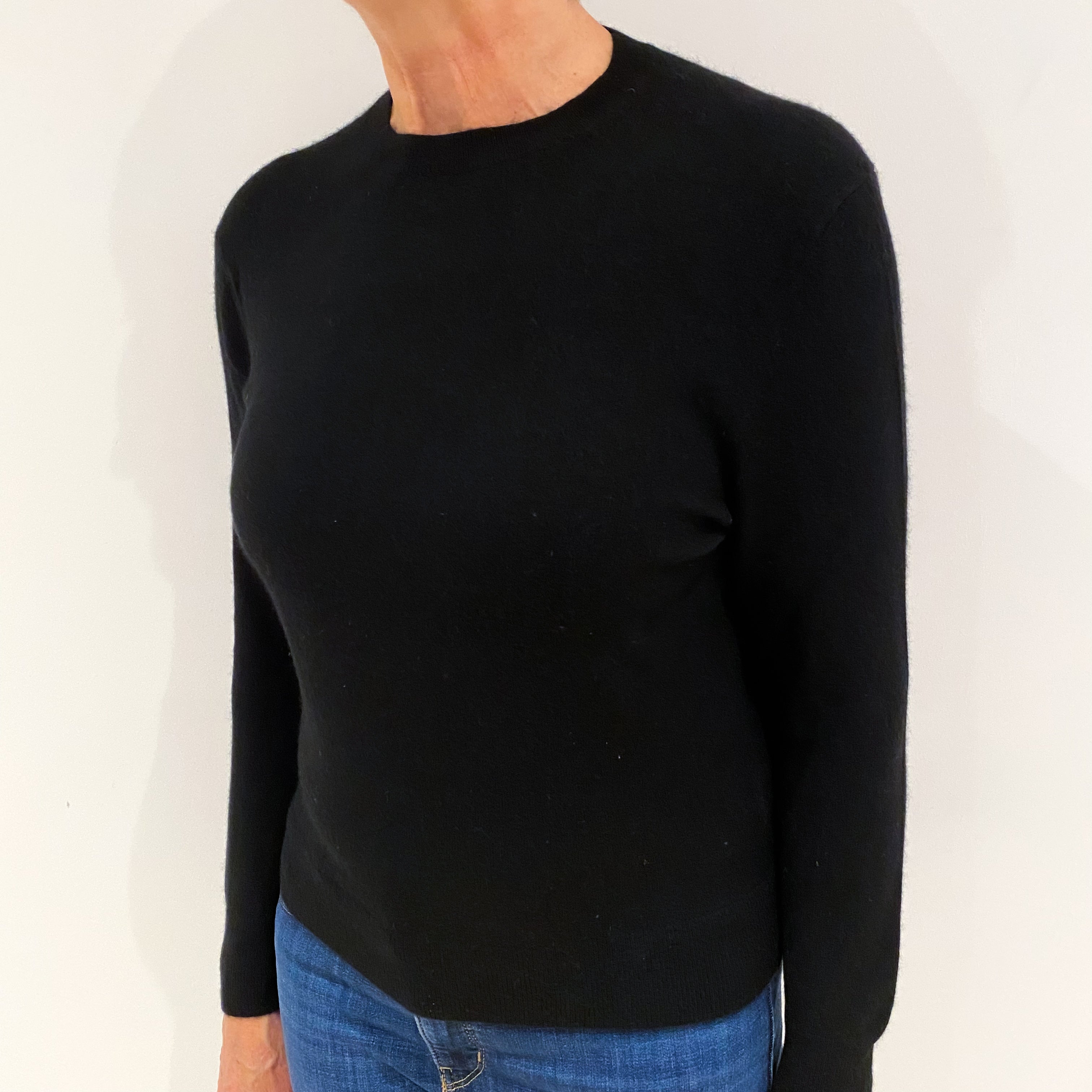 Black Cashmere Crew Neck Jumper Medium