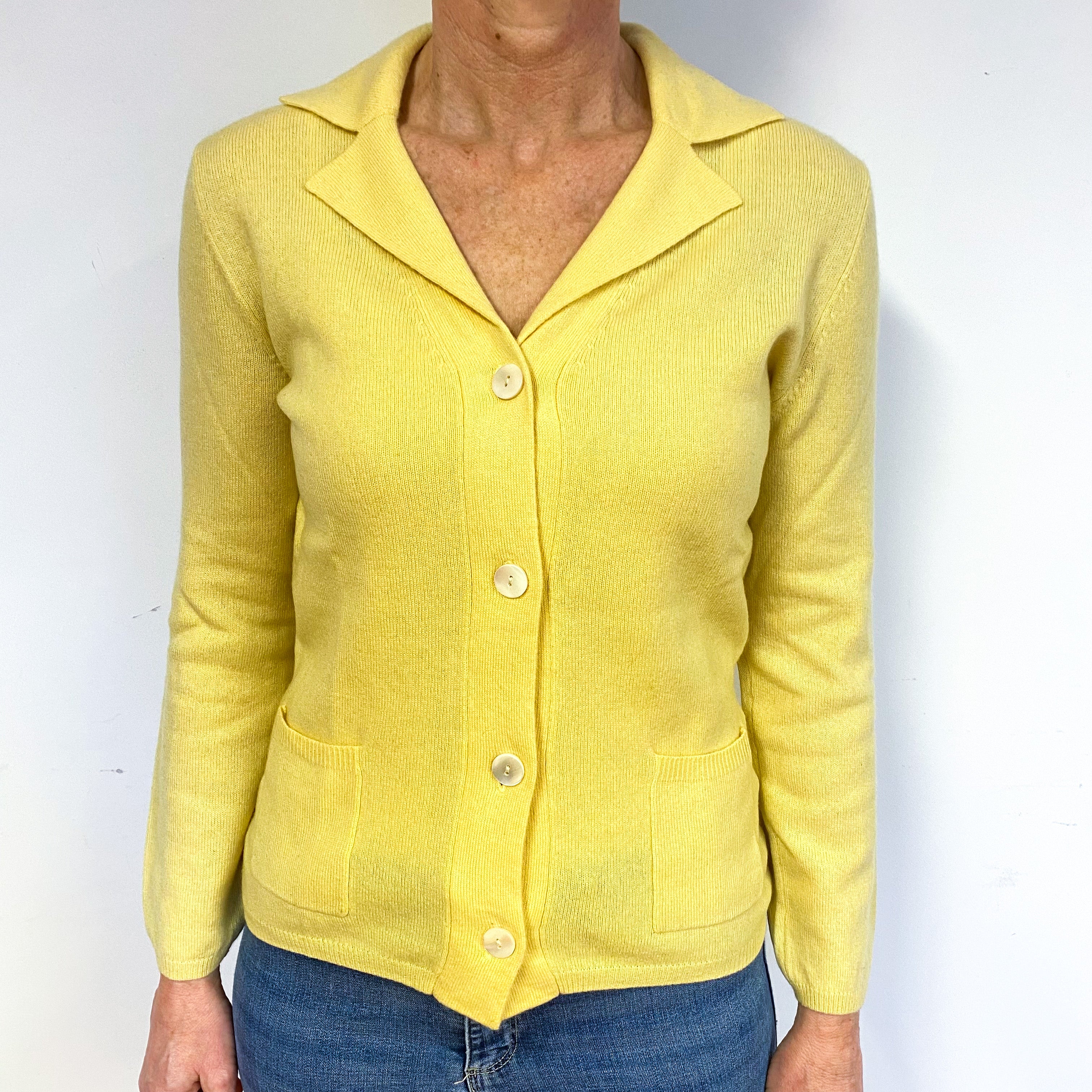 Sunflower Yellow Cashmere Cardigan Medium