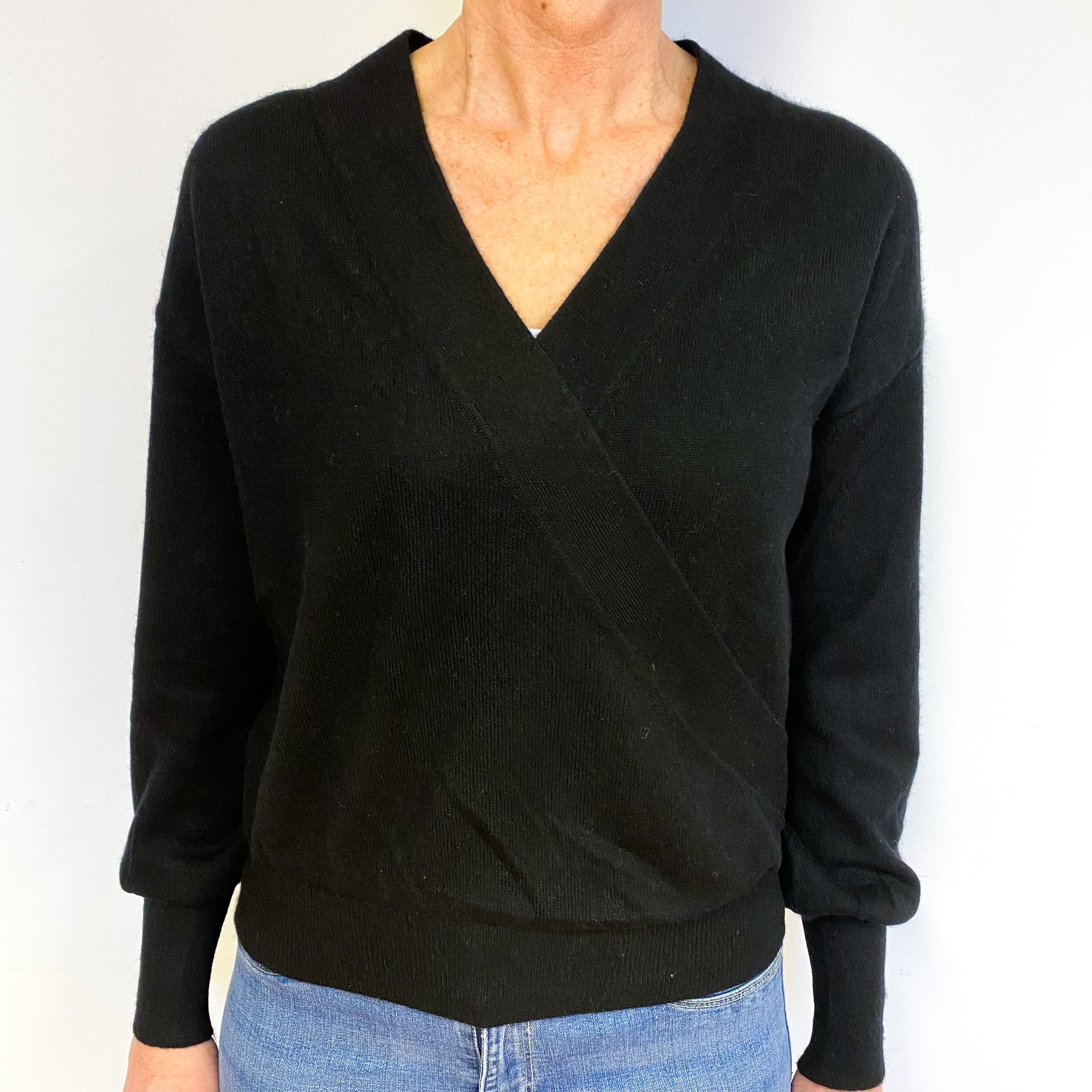 Black Cashmere V-Neck Jumper Medium