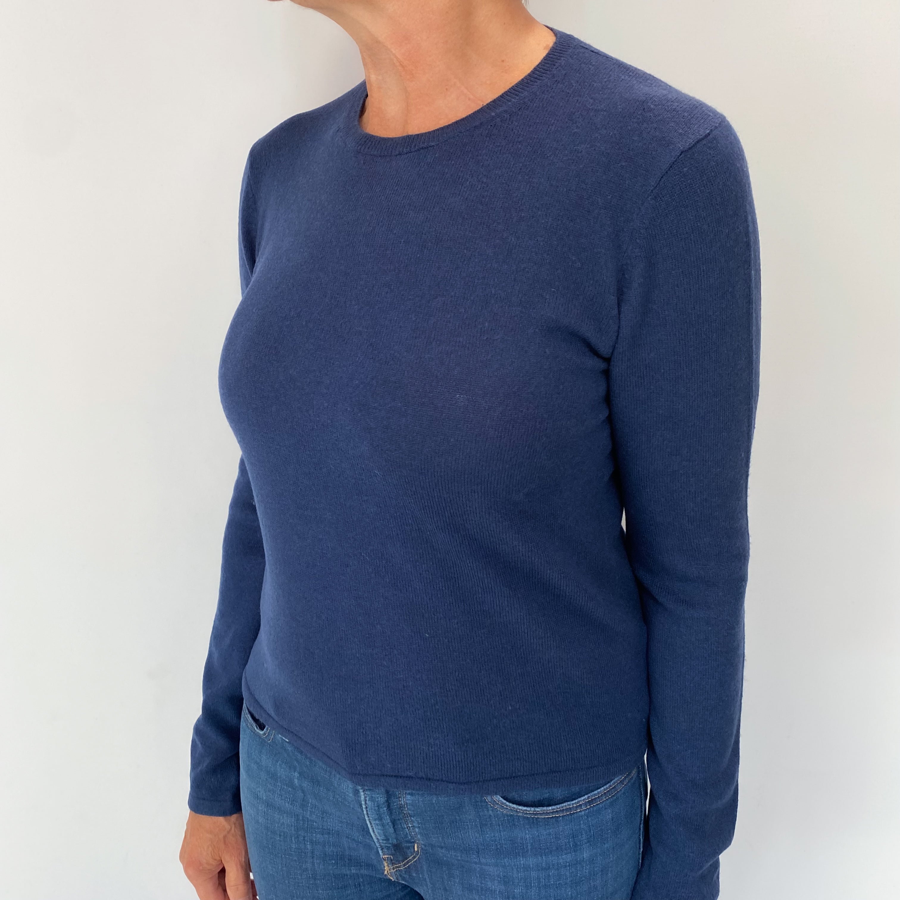 French Navy Cashmere Crew Neck Jumper Medium