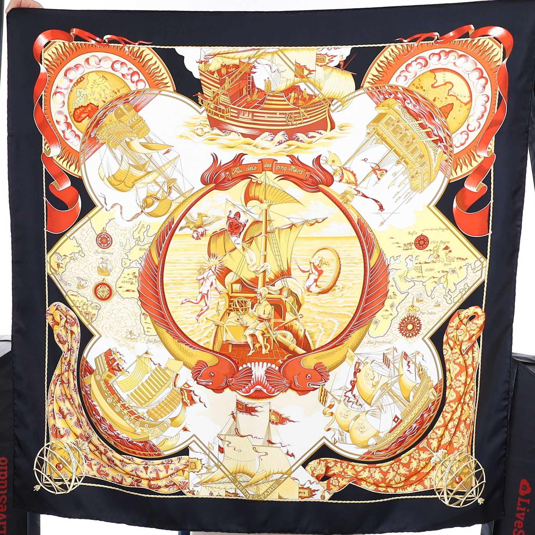 Immaculate Hermès Au Delà des cinq Mers Silk Scarf