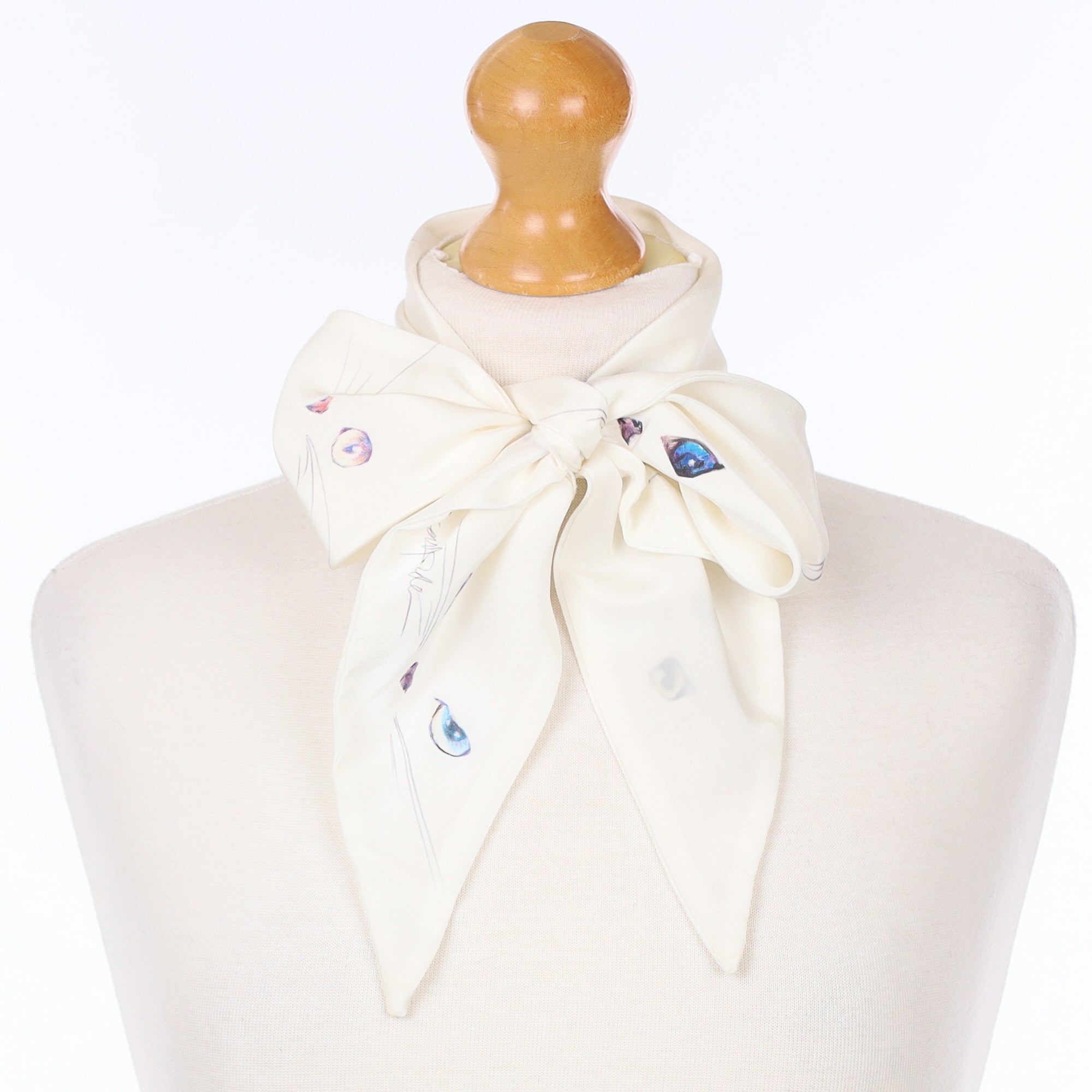 Brand New Veronica Holden White Cat Silk Scarf