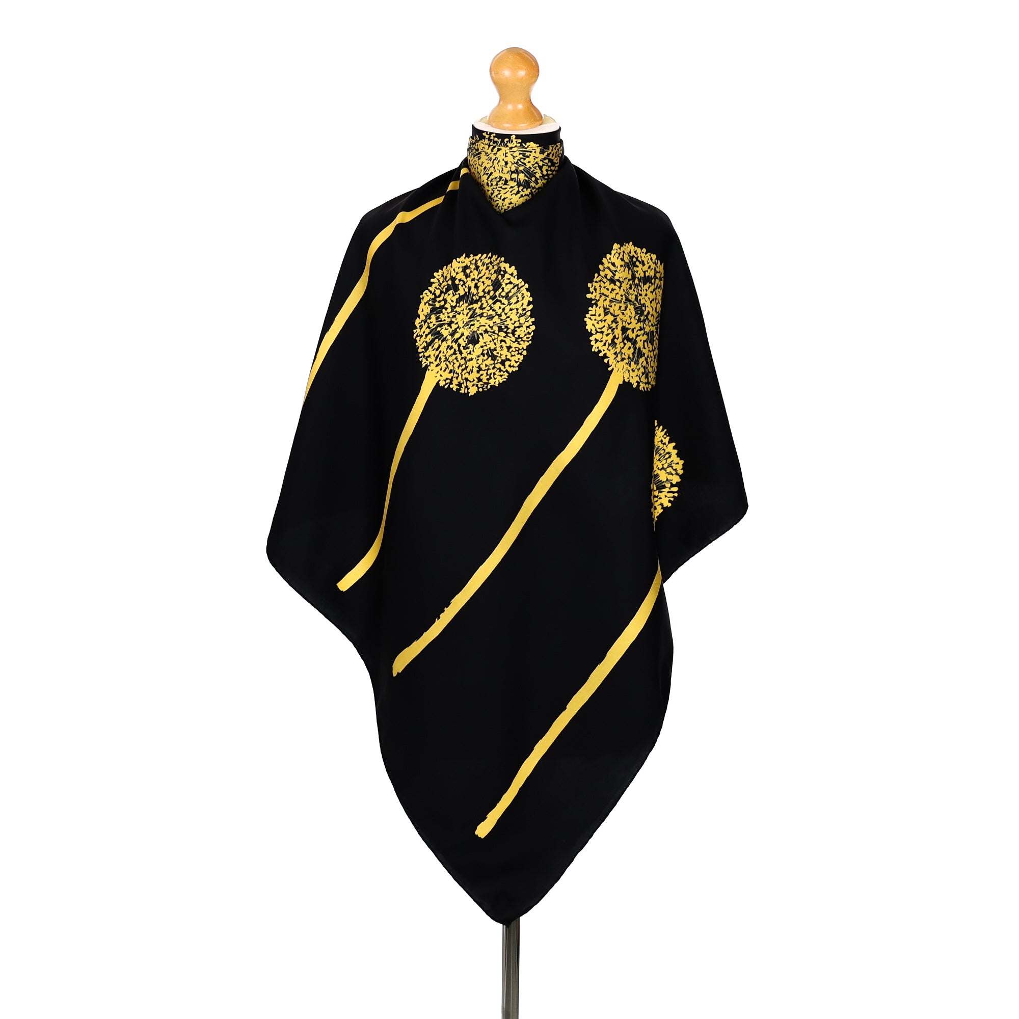 Givenchy Black Dandelion Vintage Silk Scarf