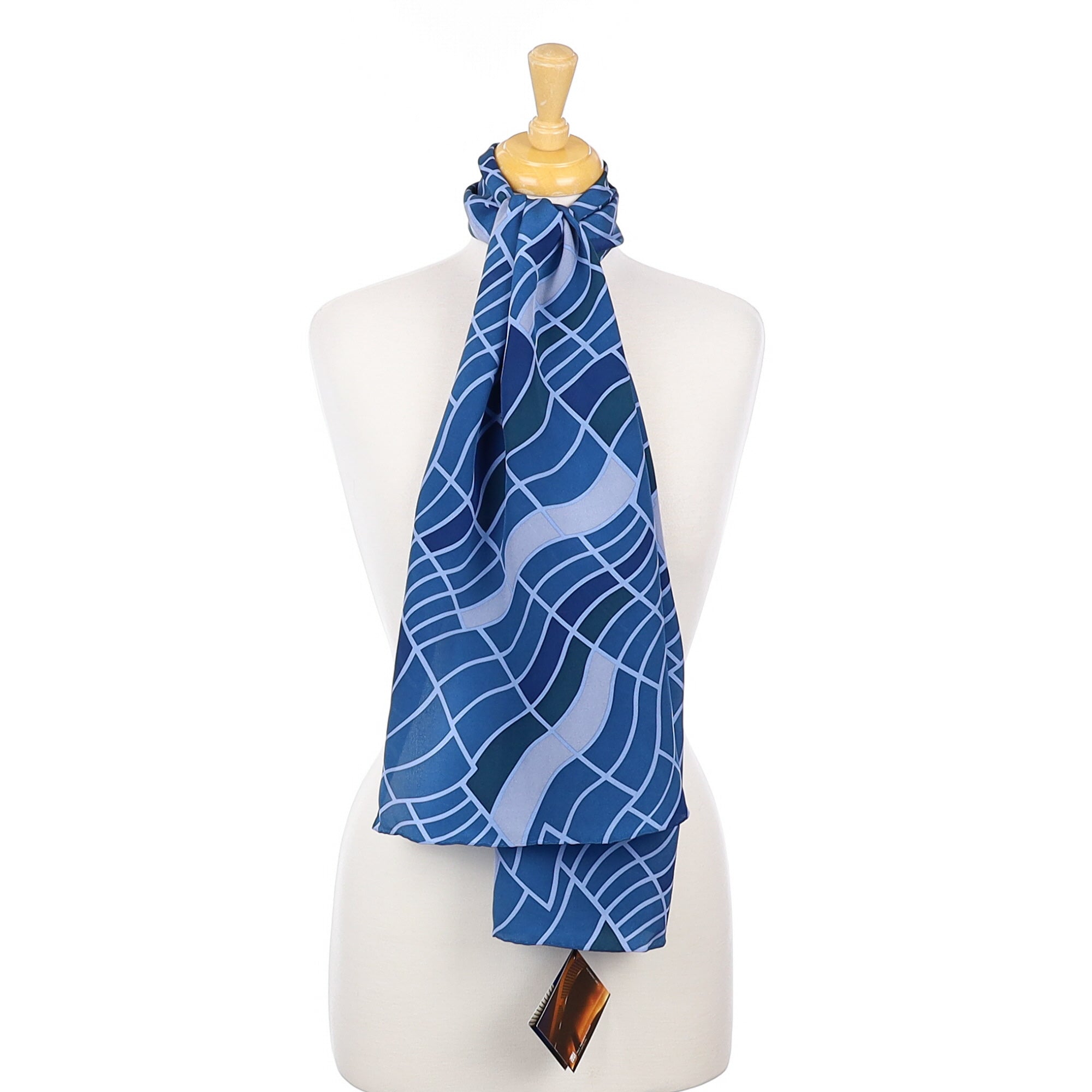 Brand New Paul Getty Blue Abstract Silk Scarf