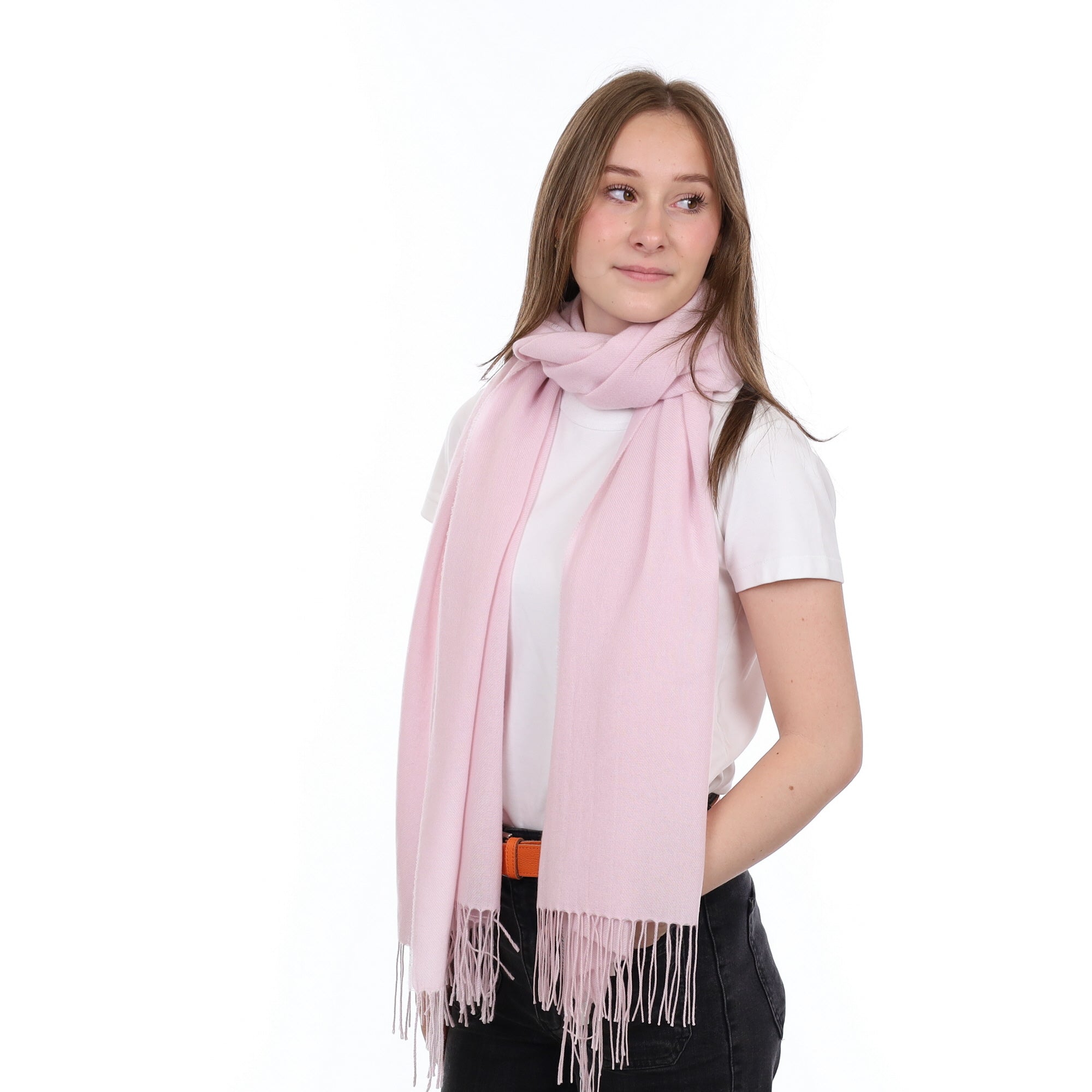 Brand New British Ice Pink Luxury Woven Cashmere Pashmina