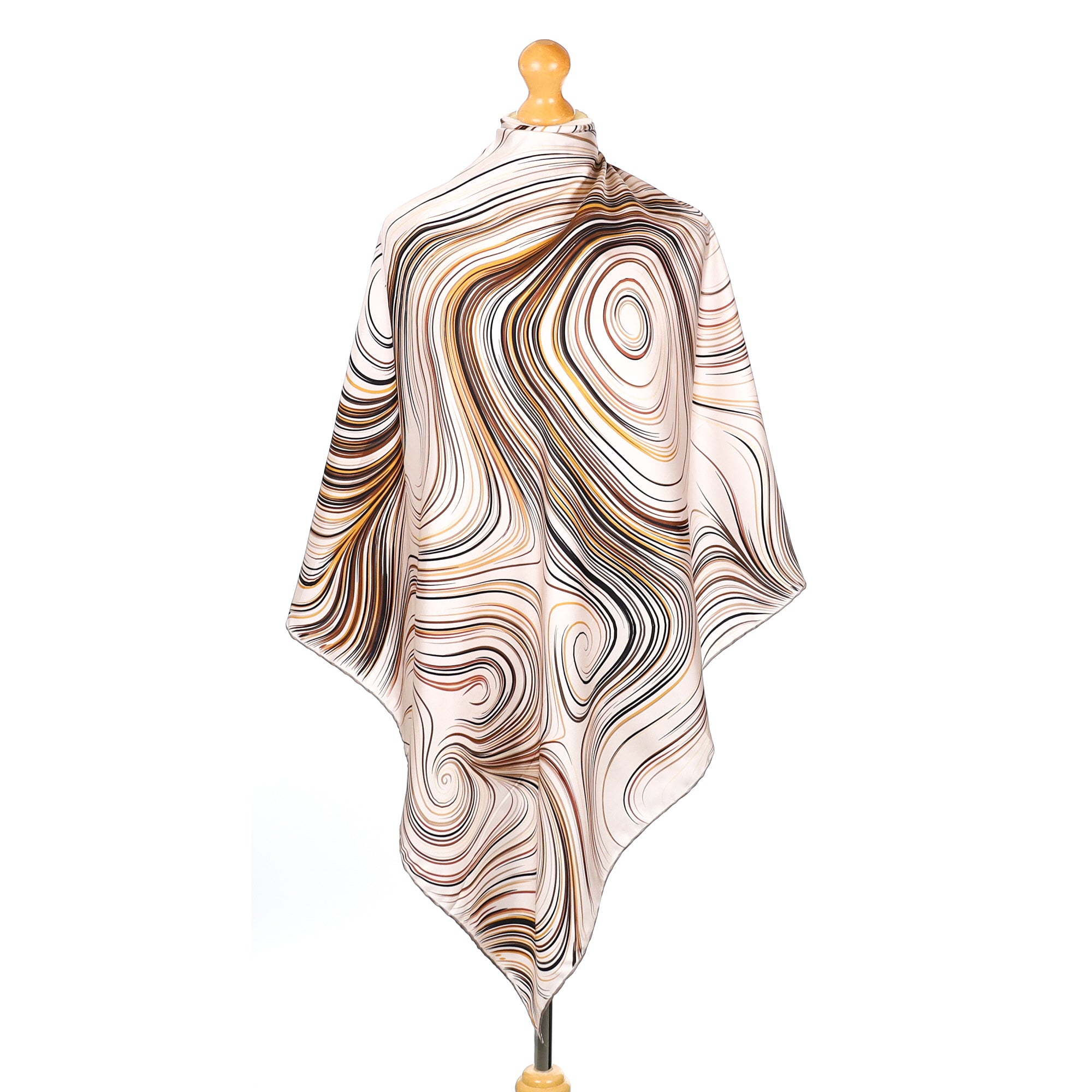 Lêvi D’or Neutral Abstract Vintage Silk Scarf
