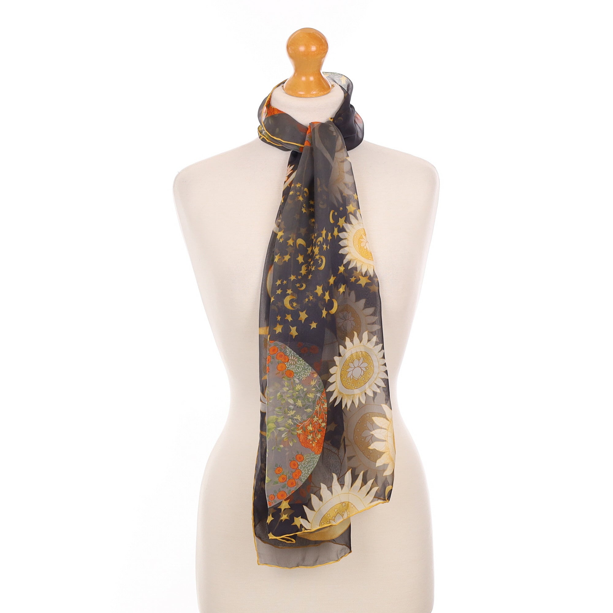 Brand New Salvatore Ferragamo Black Patterned Silk Scarf