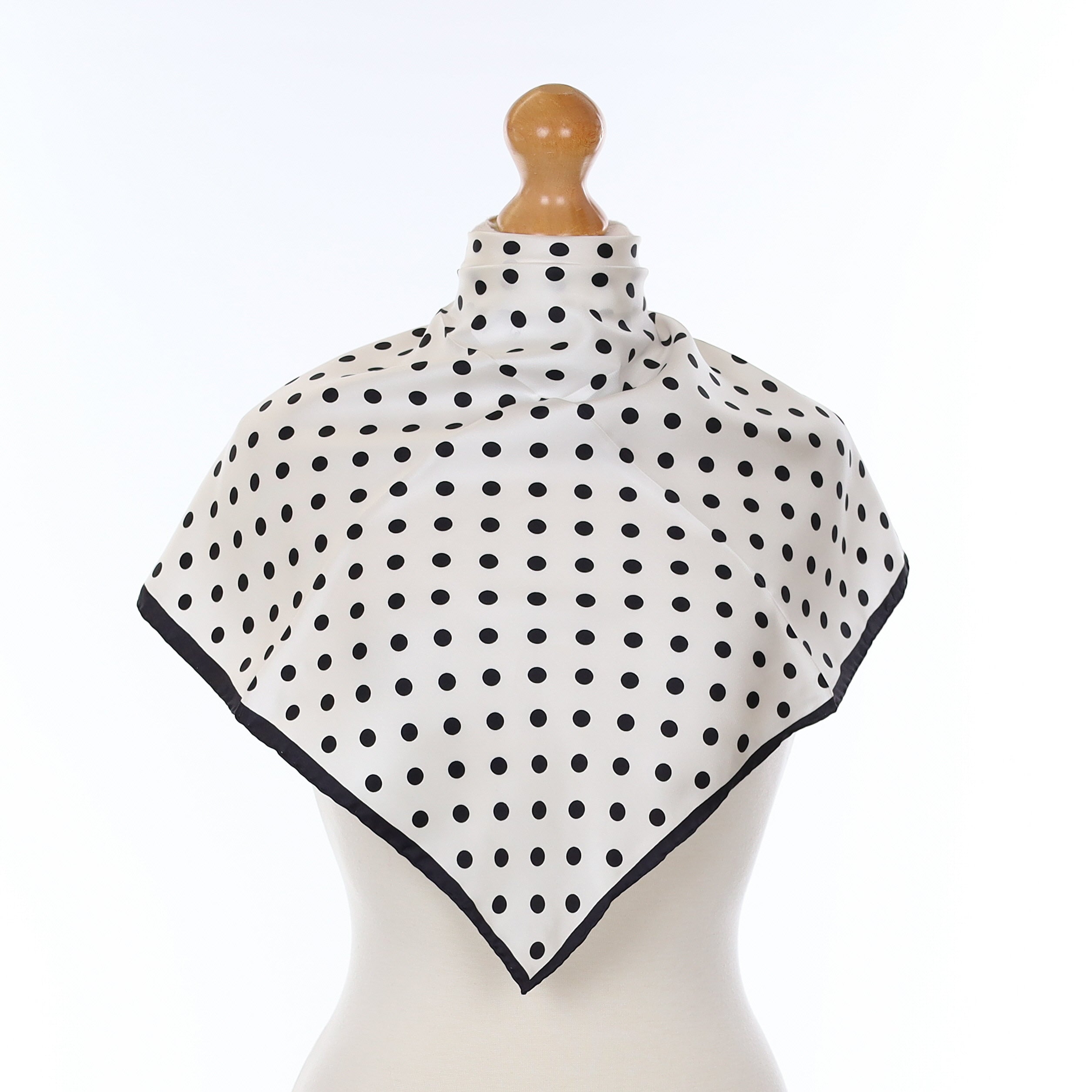 Brand New Black Spotted Silk Scarf
