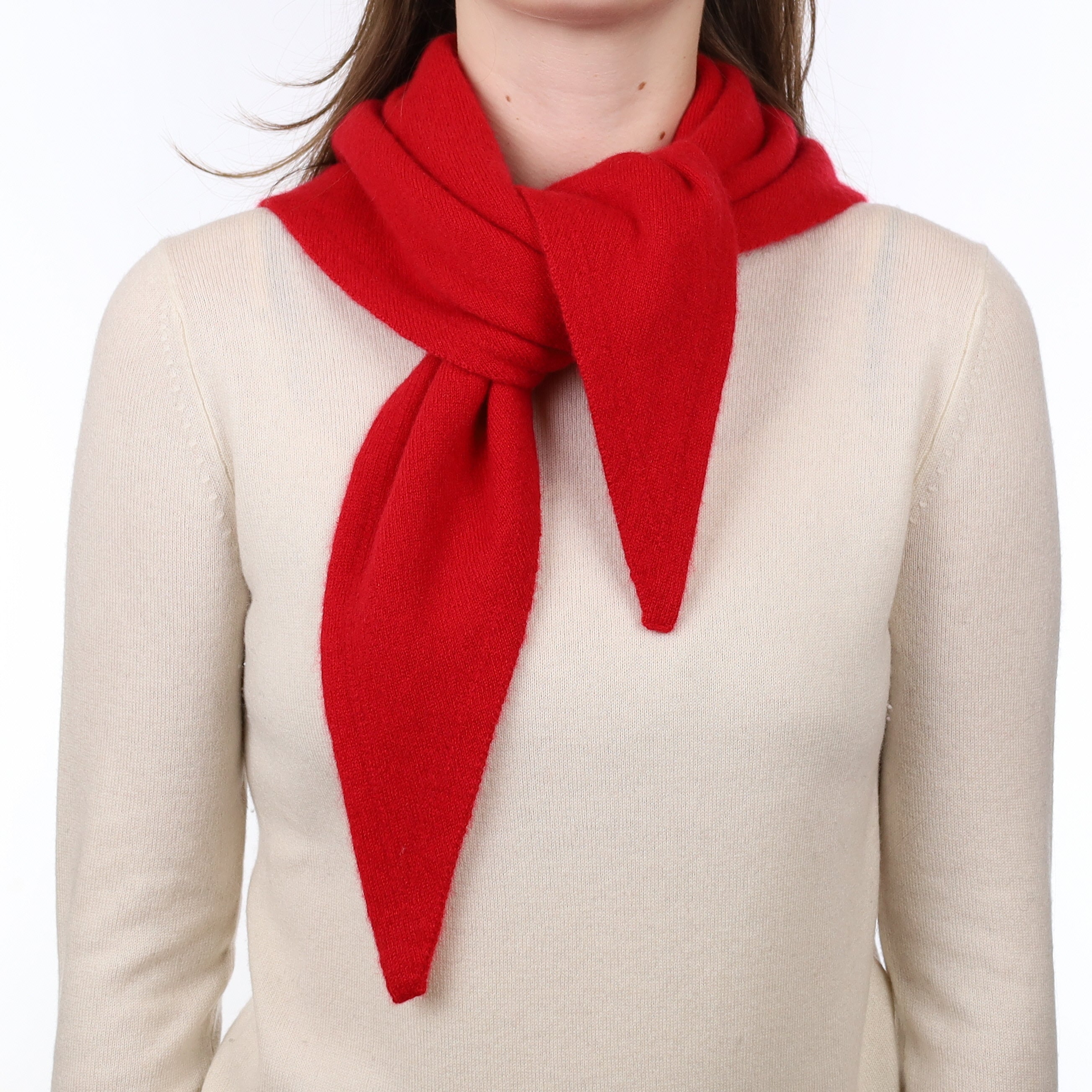 Brand New Post Box Red Recycled Cashmere Triangle Scarf