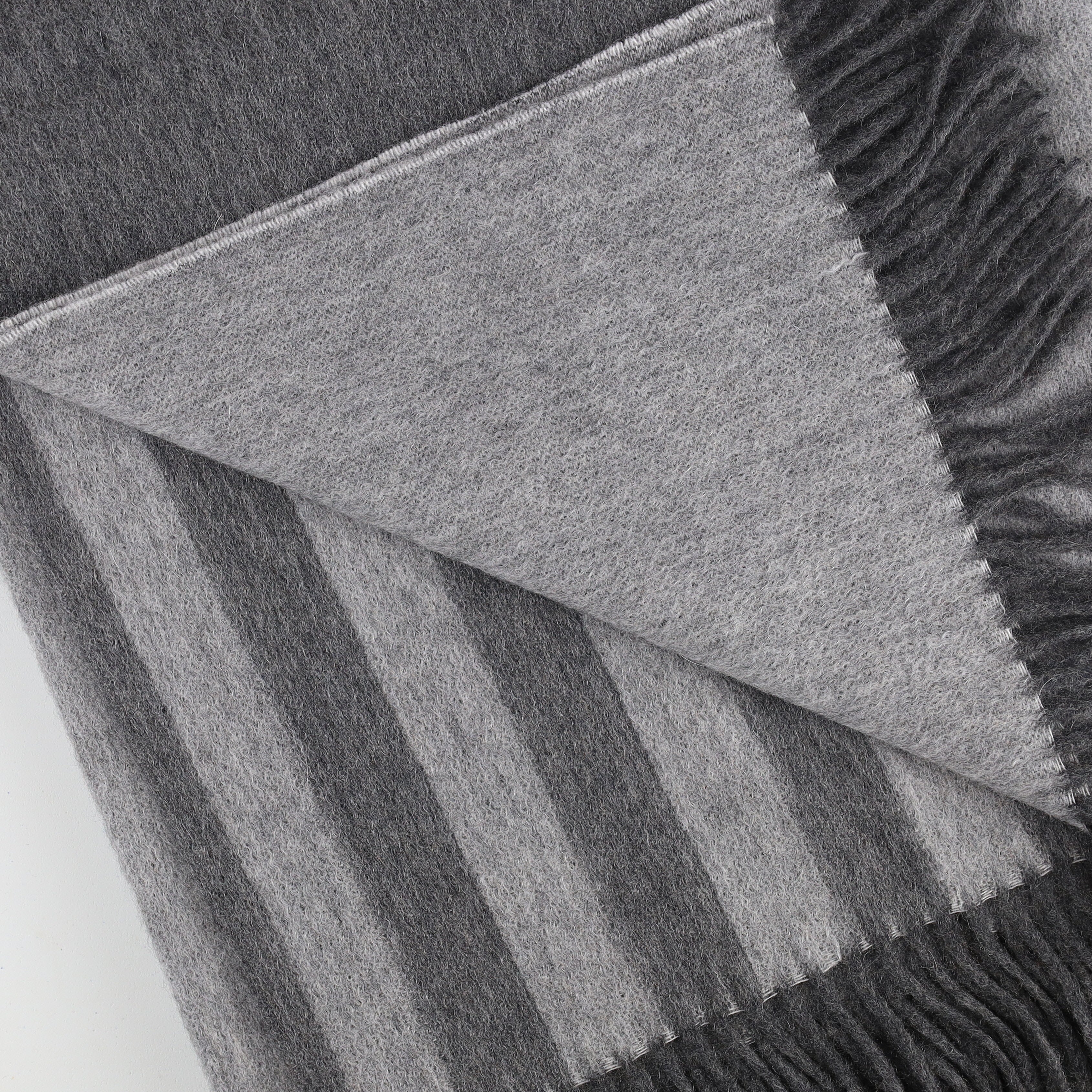 Brand New English Grey Geometric Luxury Woven Cashmere Blanket