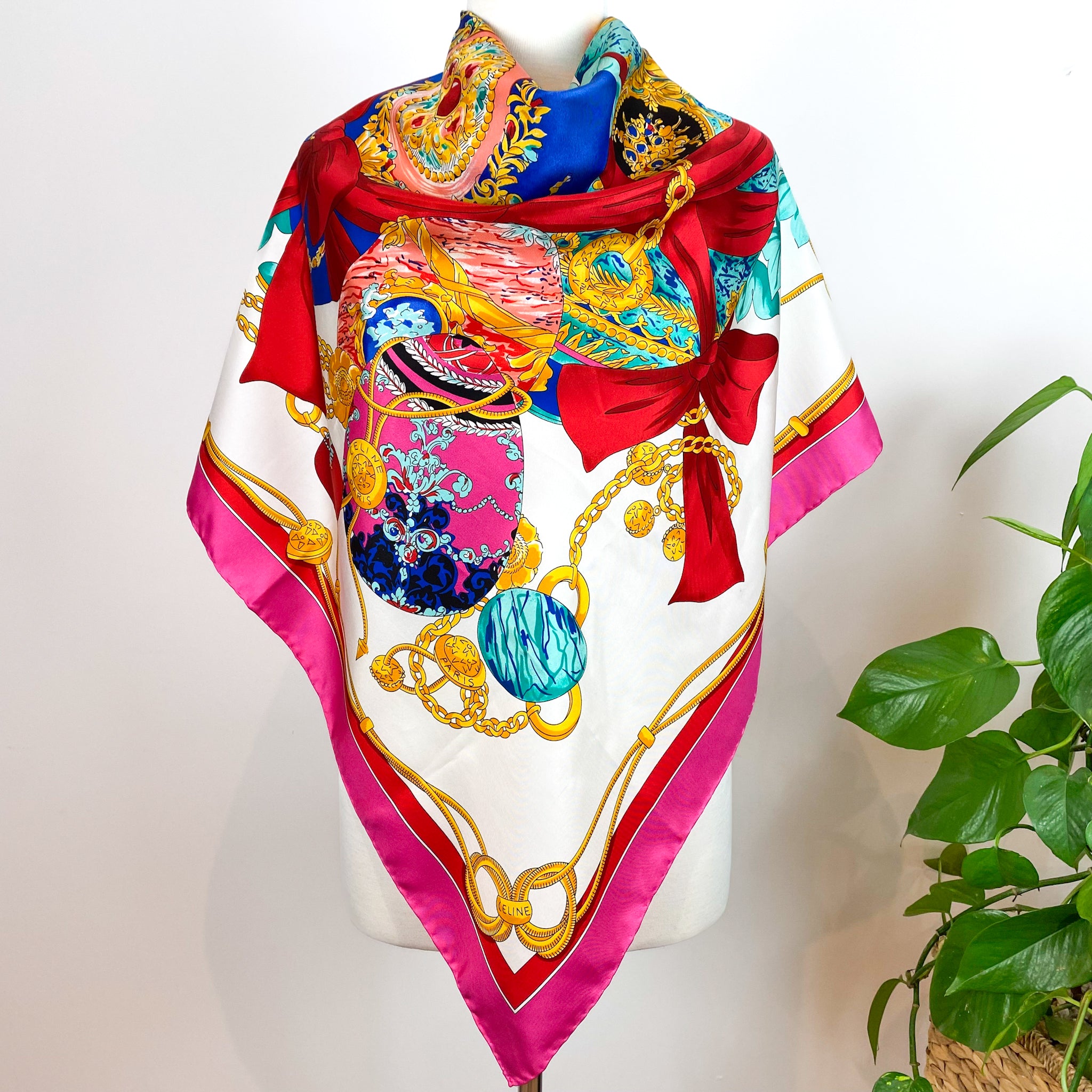 Celine Paris Flamboyant Designer Silk Scarf