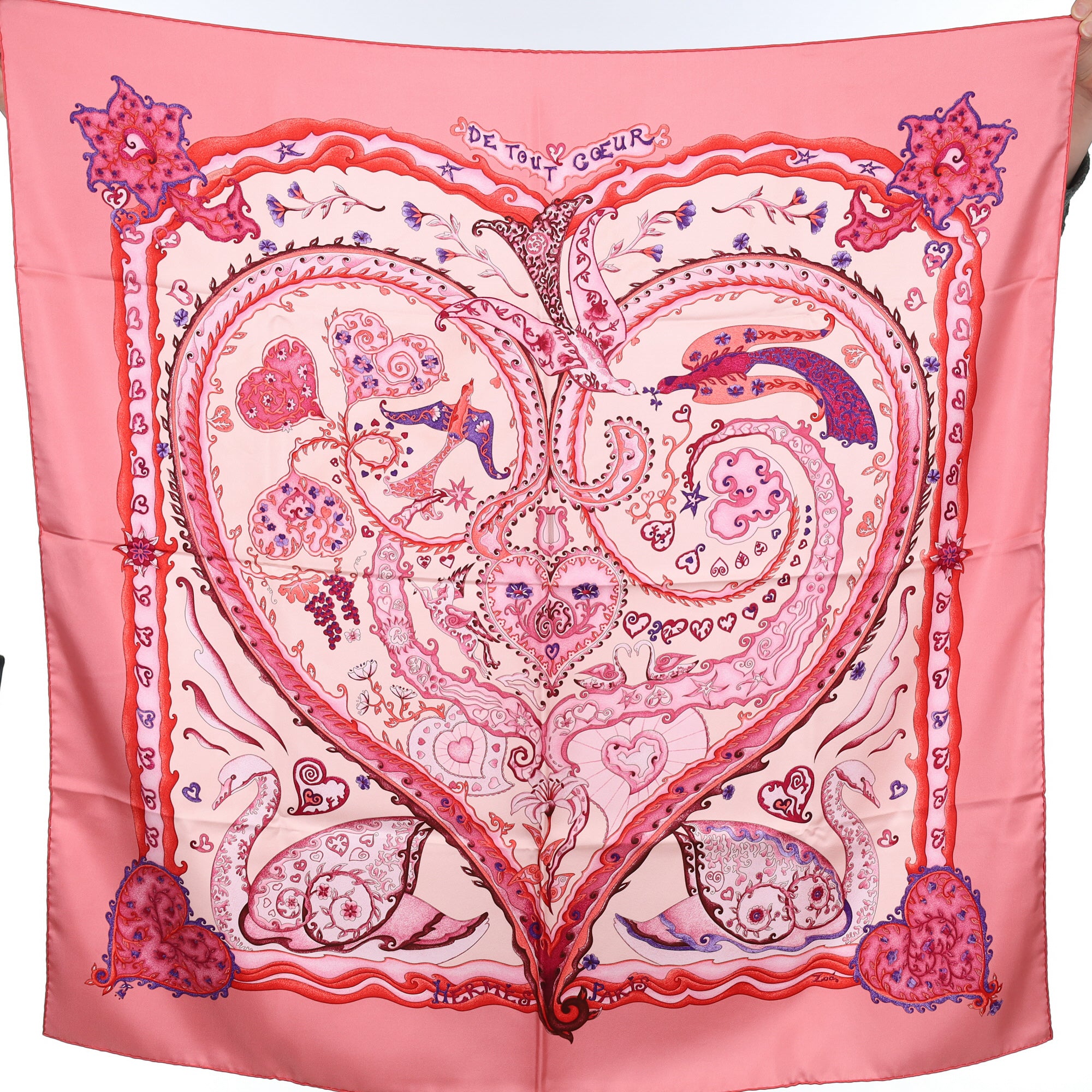 Boxed Hermès De Tout Coeur Silk Scarf Rare
