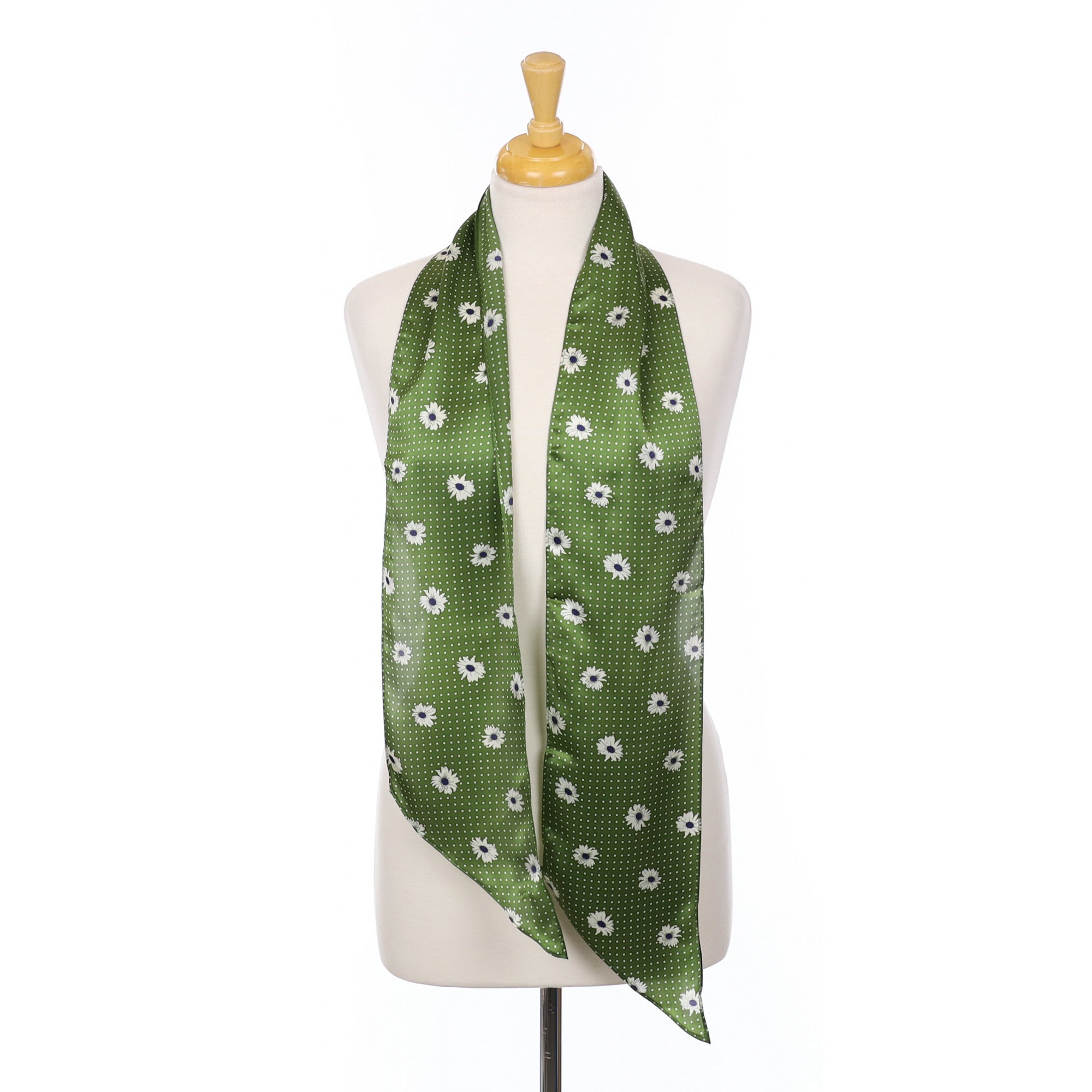 Laura Ashley Green Pussy Bow Silk Scarf