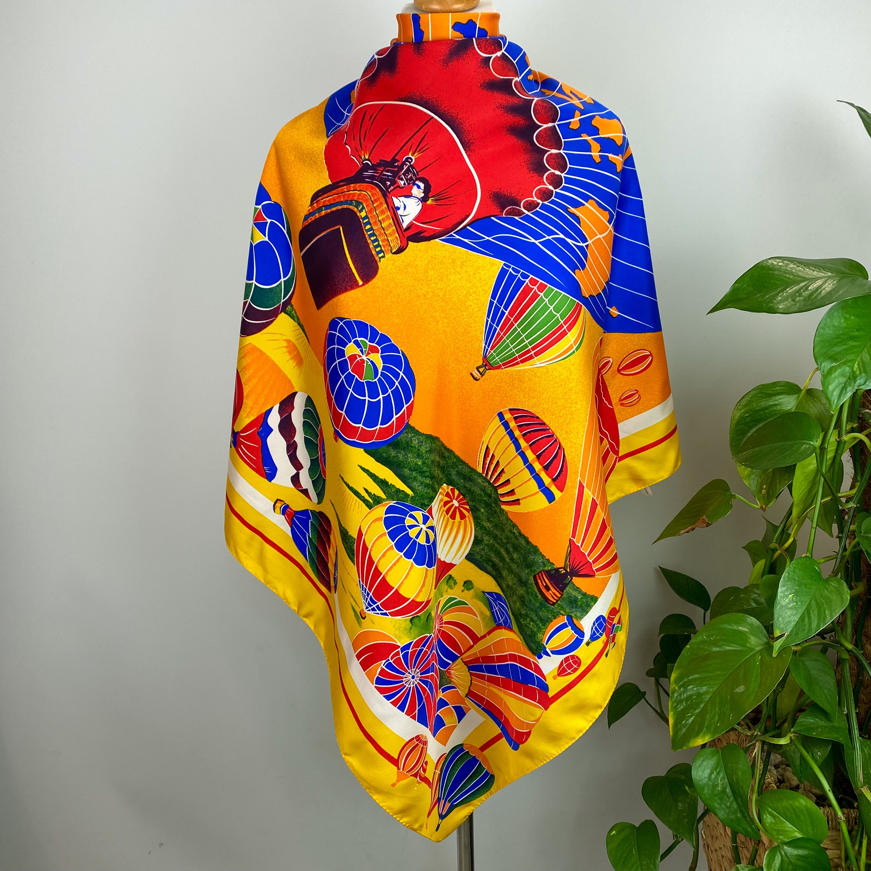 French Hot Air Balloon Design Silk Scarf