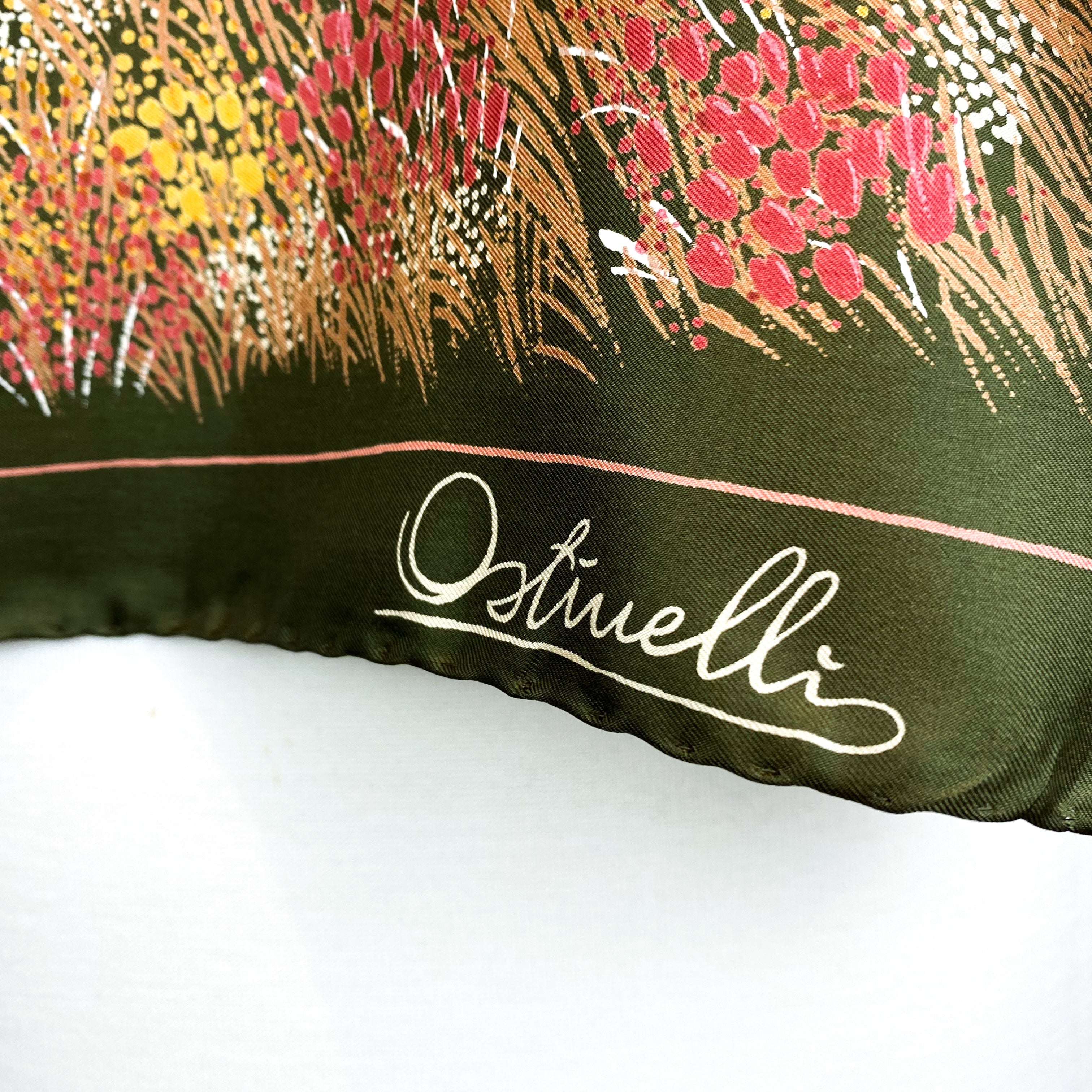 1970s Ostinelli Floral Vintage Silk Scarf