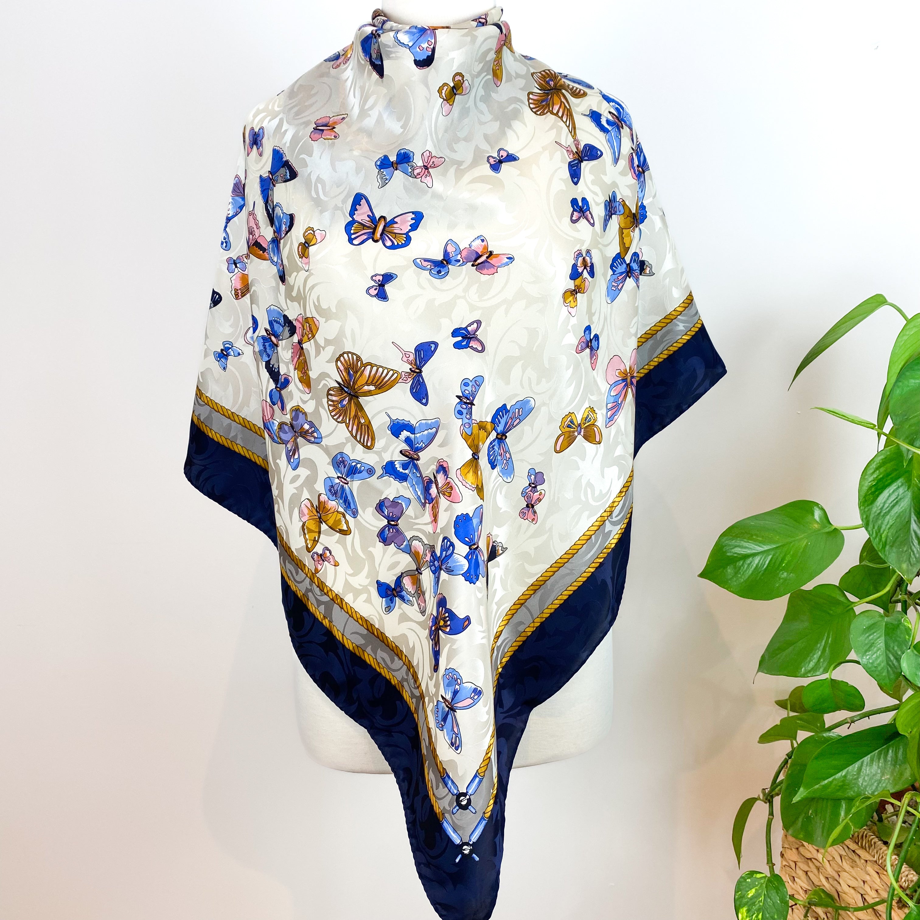 Large Butterfly Design Italian Silk Scarf