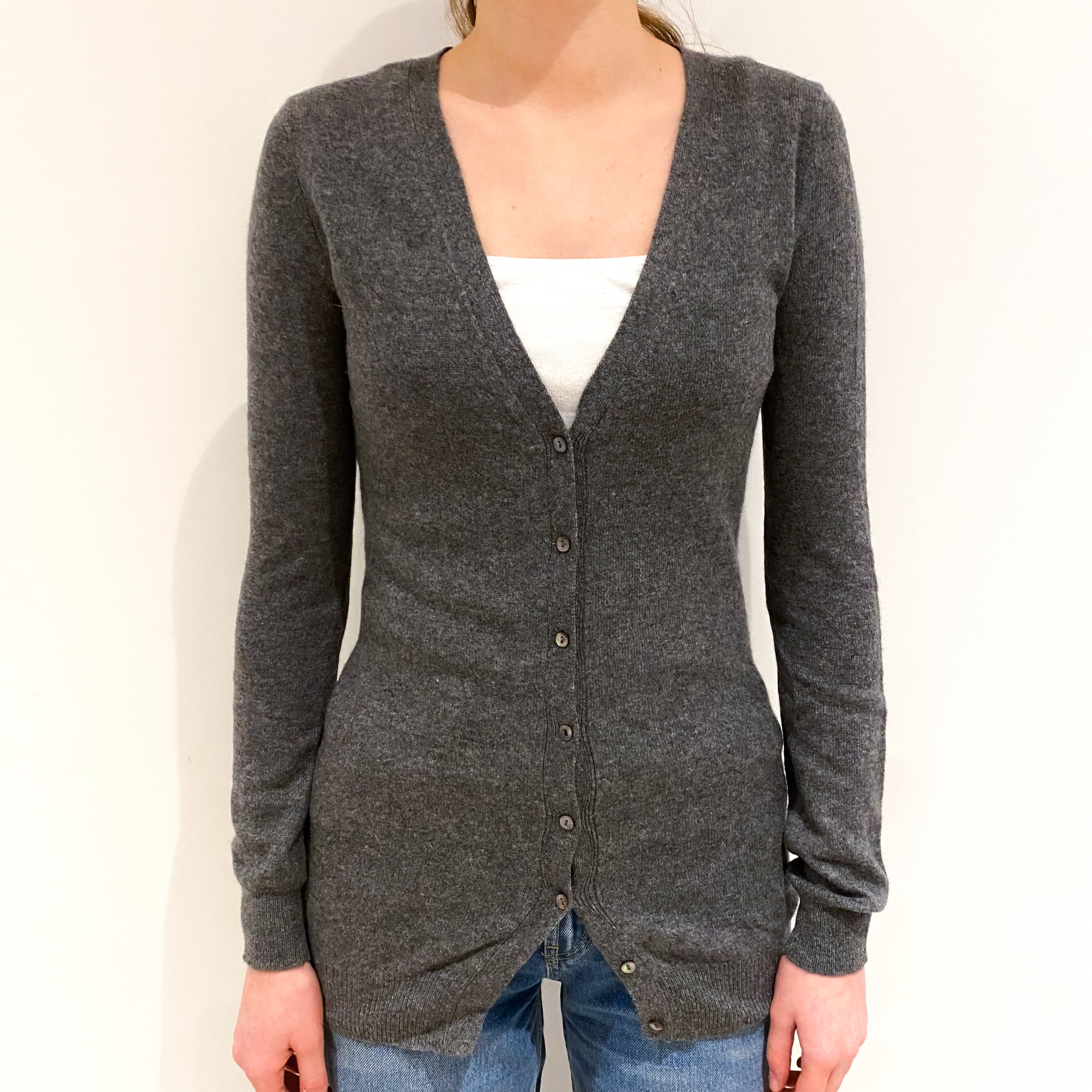 Slate Grey V Neck Cardigan Extra Small