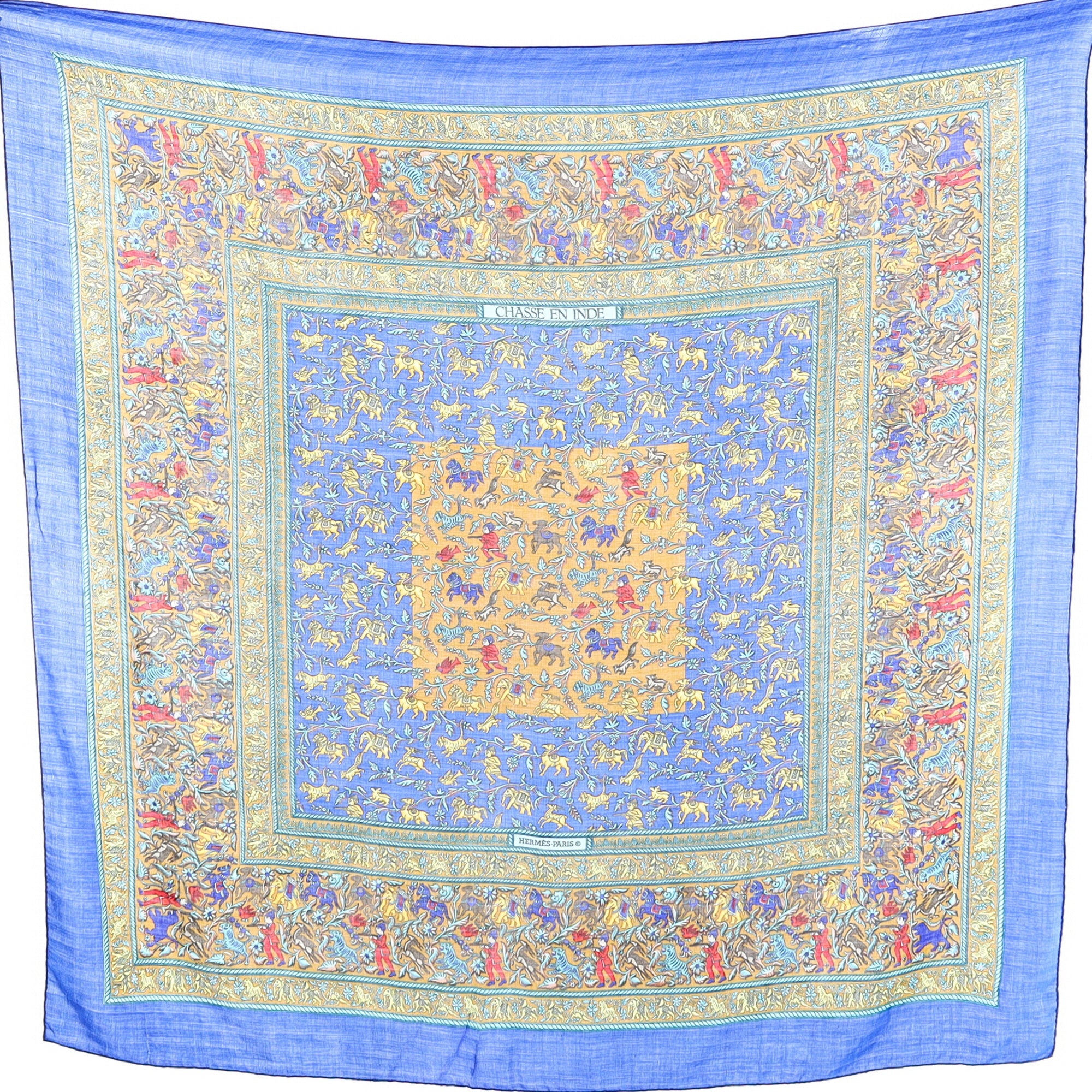Hermès Chasse en Inde Cashmere and Silk Shawl