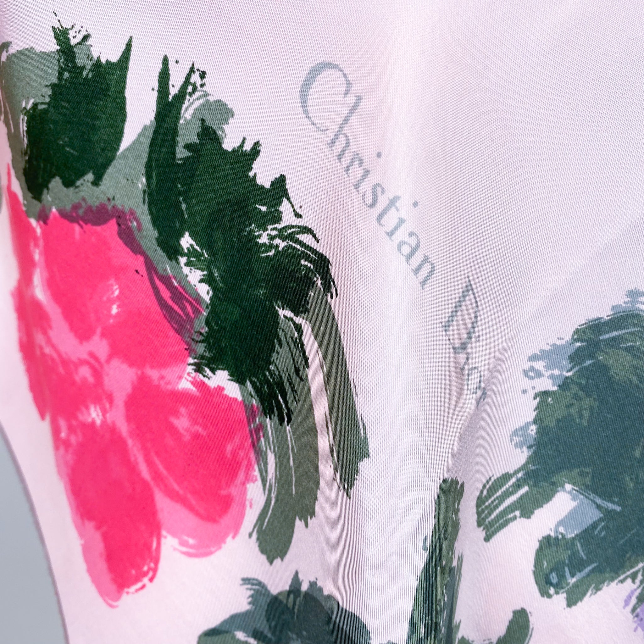 Christian Dior 1960s Floral Vintage Silk Scarf