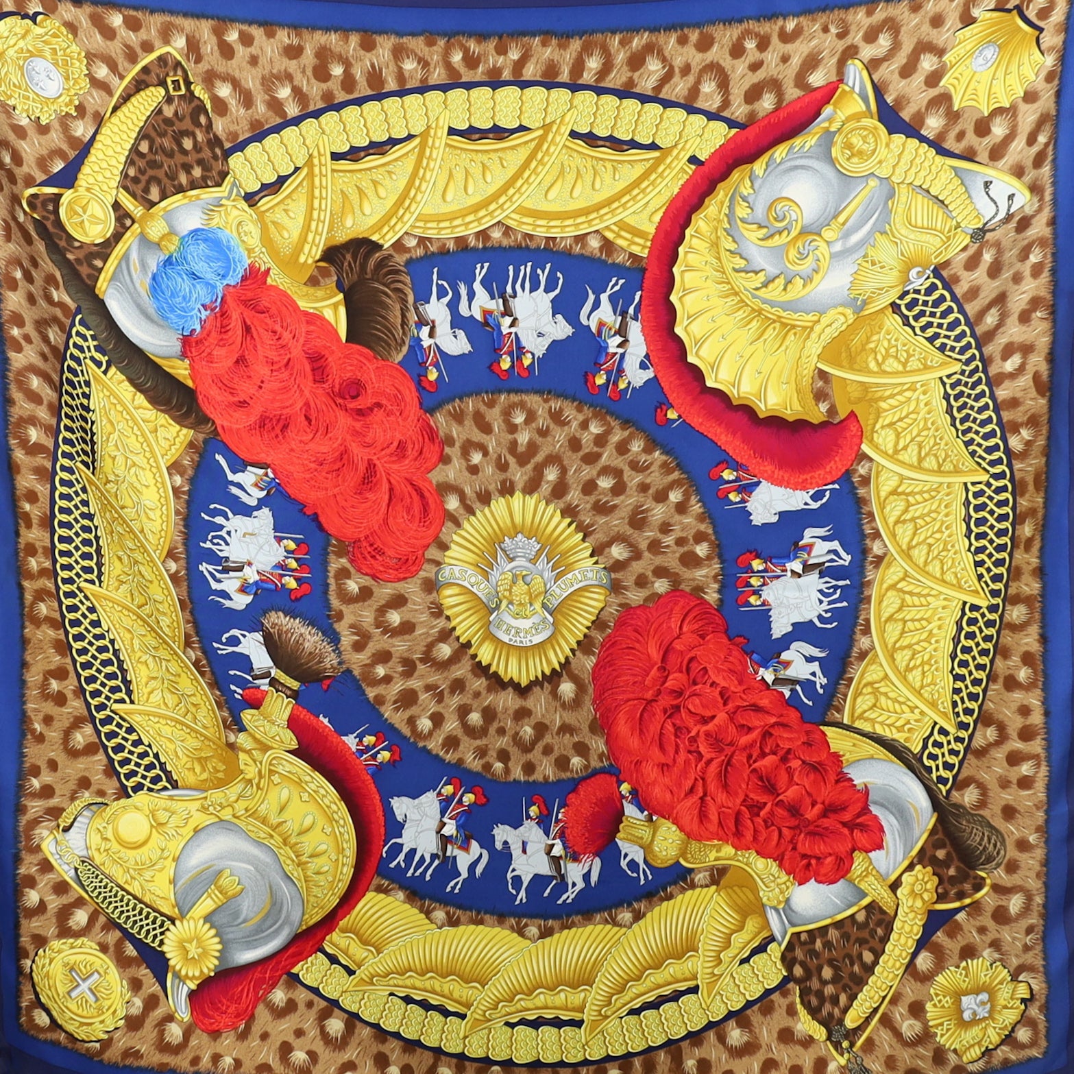 Hermès Casque Et Plumets Silk Scarf