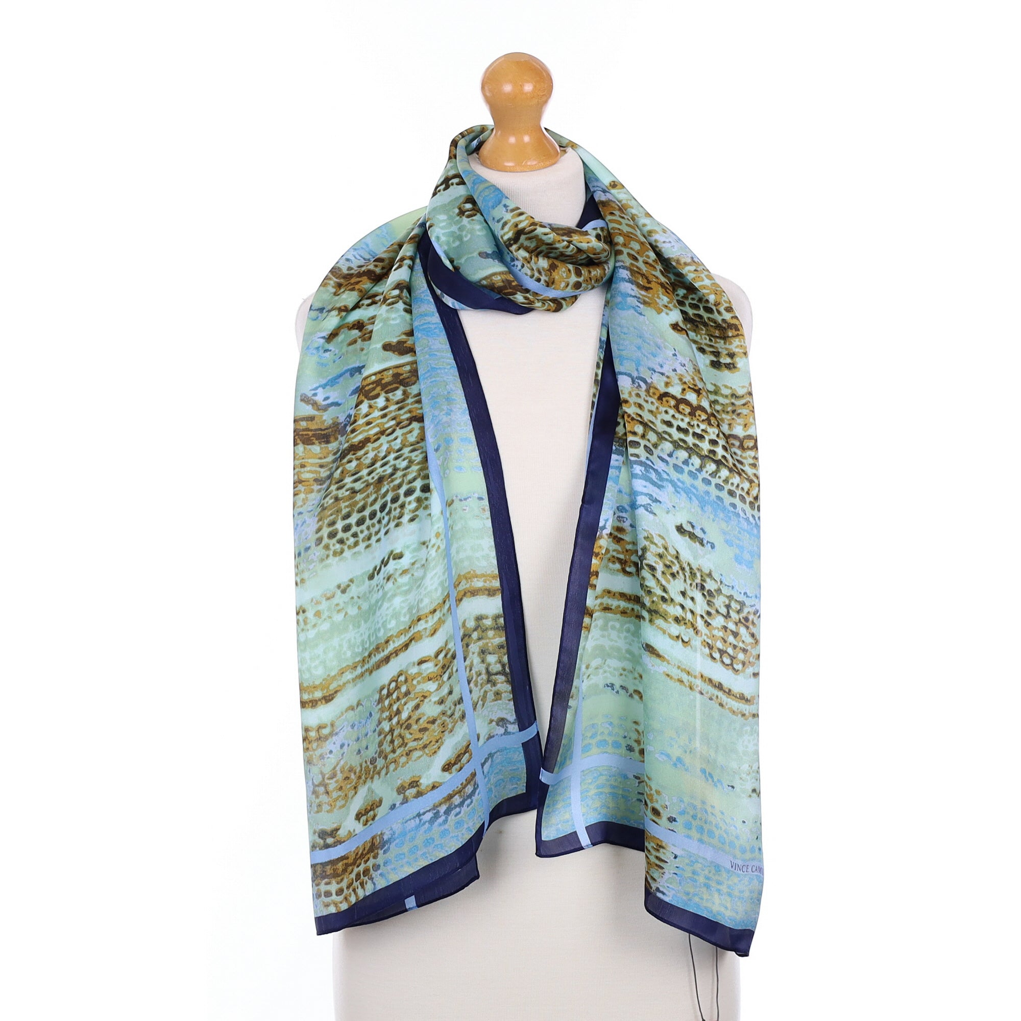 Vince Camuto Blue Patterned Silk Scarf