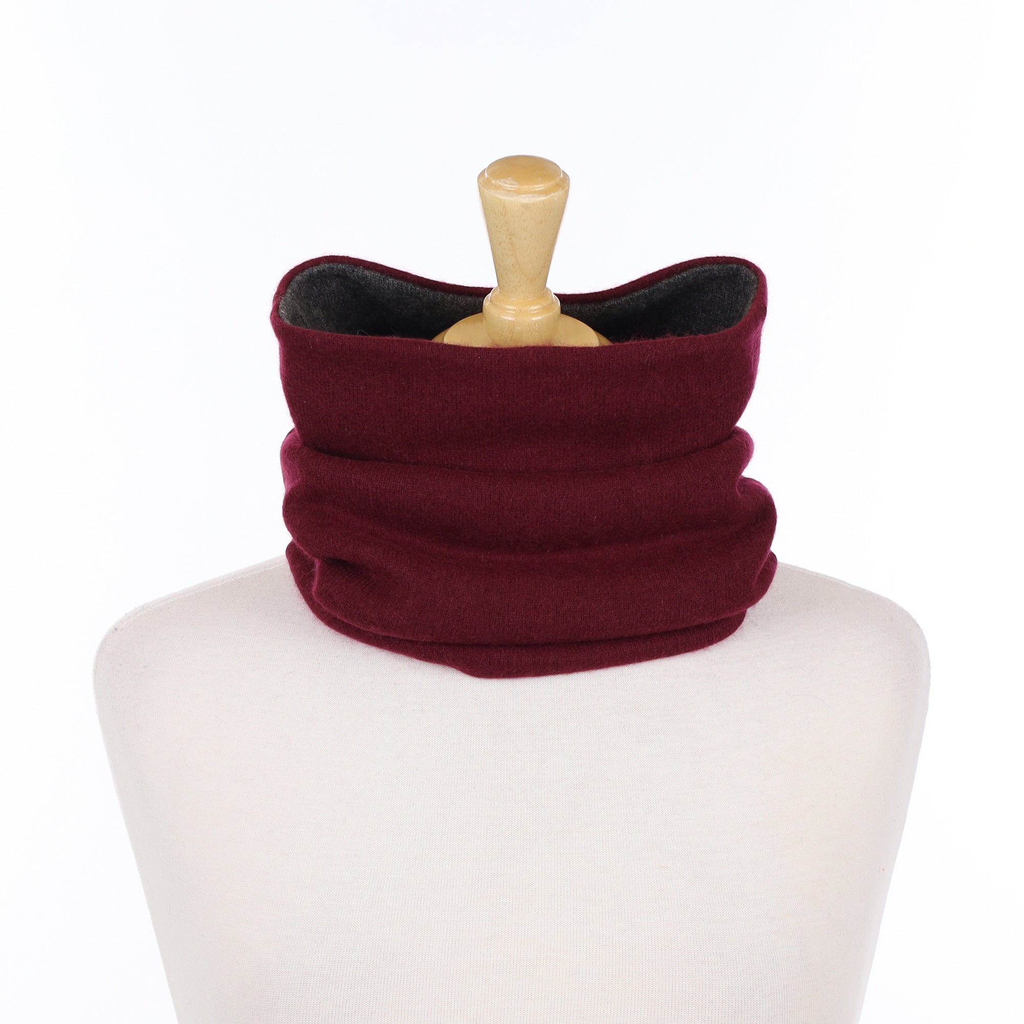 Wine Red and Charcoal Marl Luxury Double Layered Snood