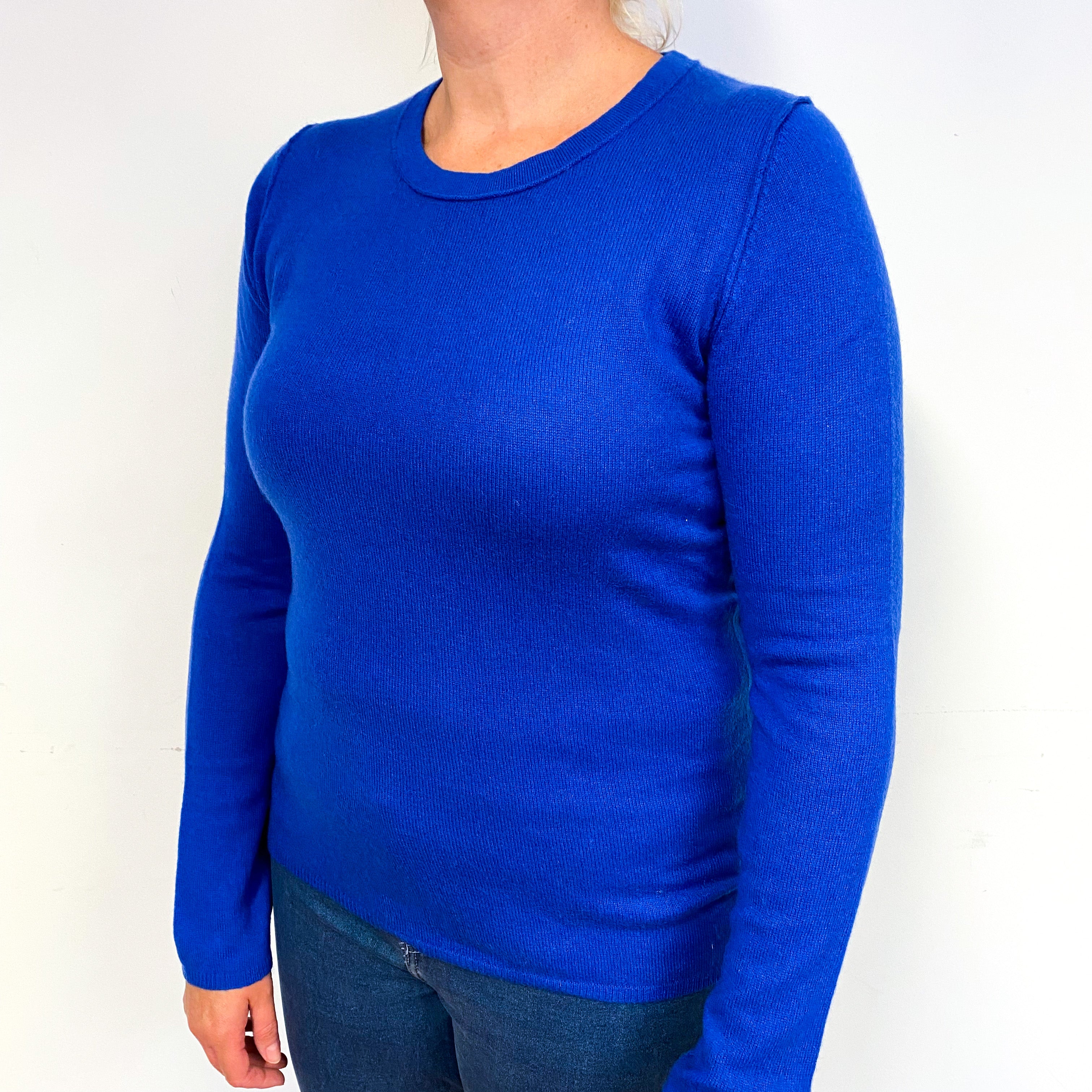 Cobalt Blue Cashmere Crew Neck Jumper Large
