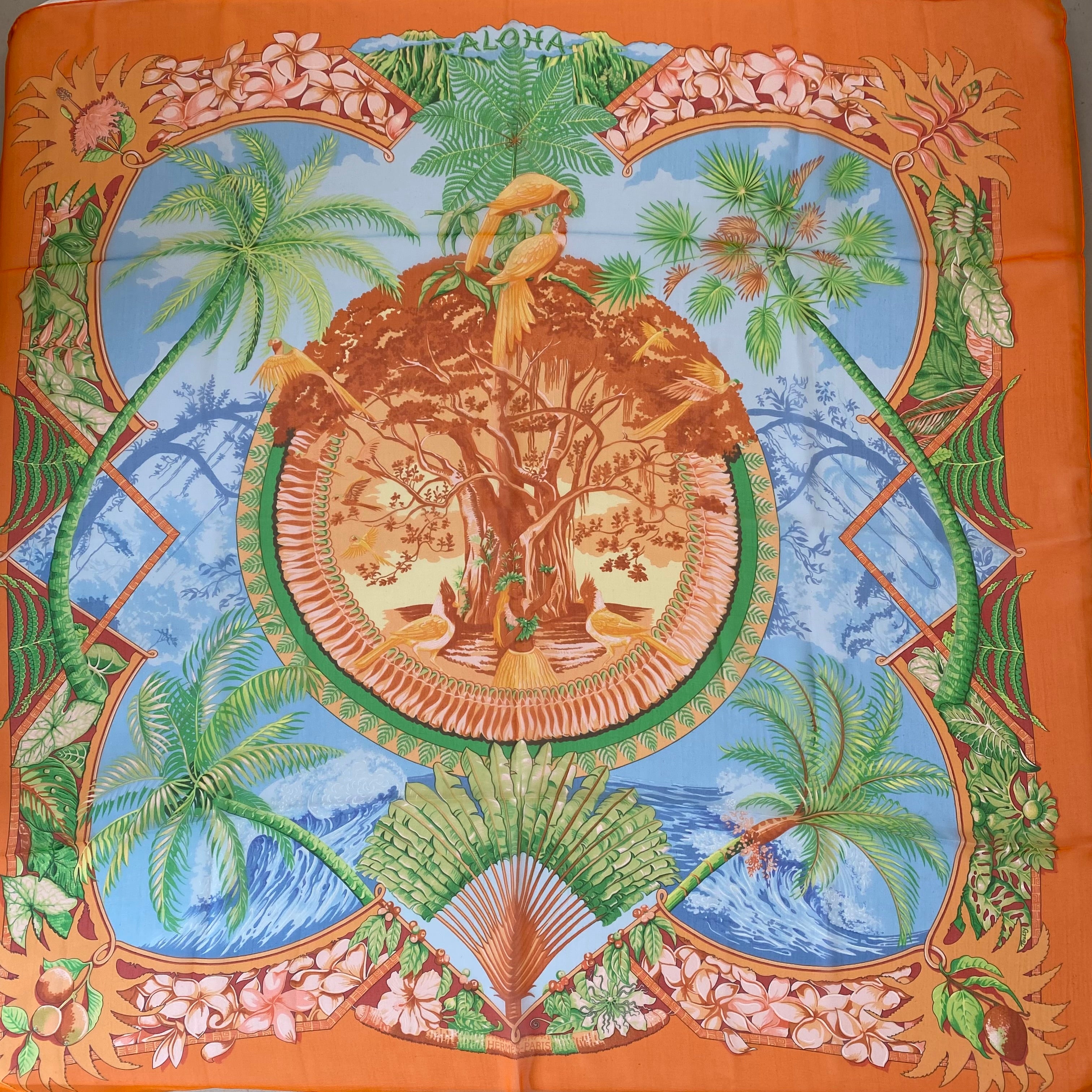 Brand New Hermès Aloha Mousseline Silk Scarf Quite Rare